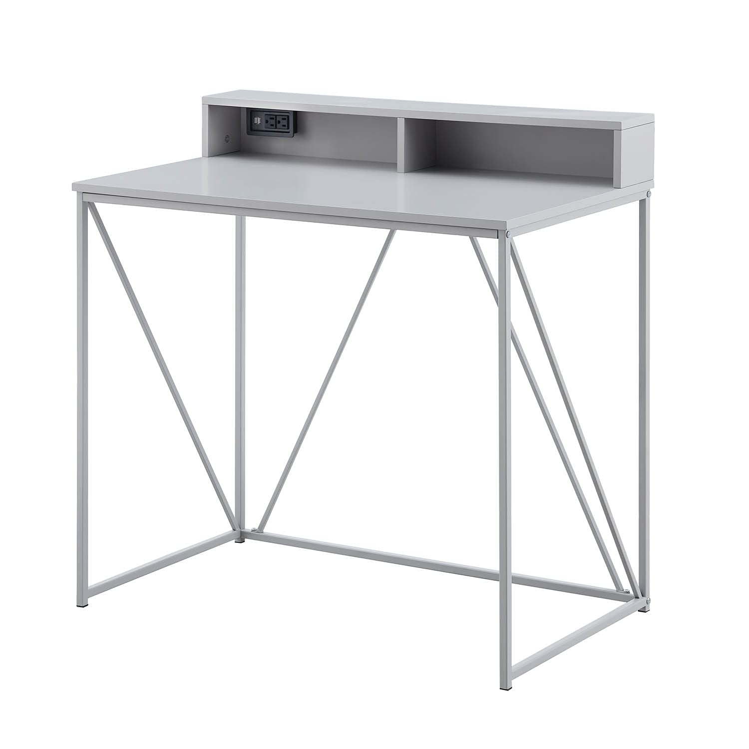 FAVRD Modern Computer Desk with USB Ports & Cubby Shelf - 35.75