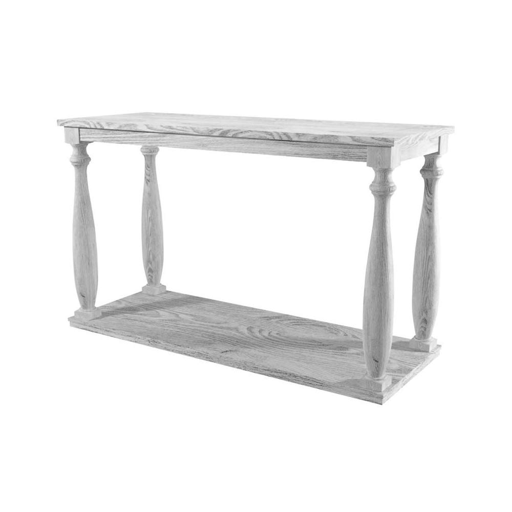 Benjara White Sofa Table with Open Shelf & Turned Legs - Modern Console Table for Living Room, Entryway, or Behind Couch - Sturdy Wooden Sofa Table with Storage Shelf