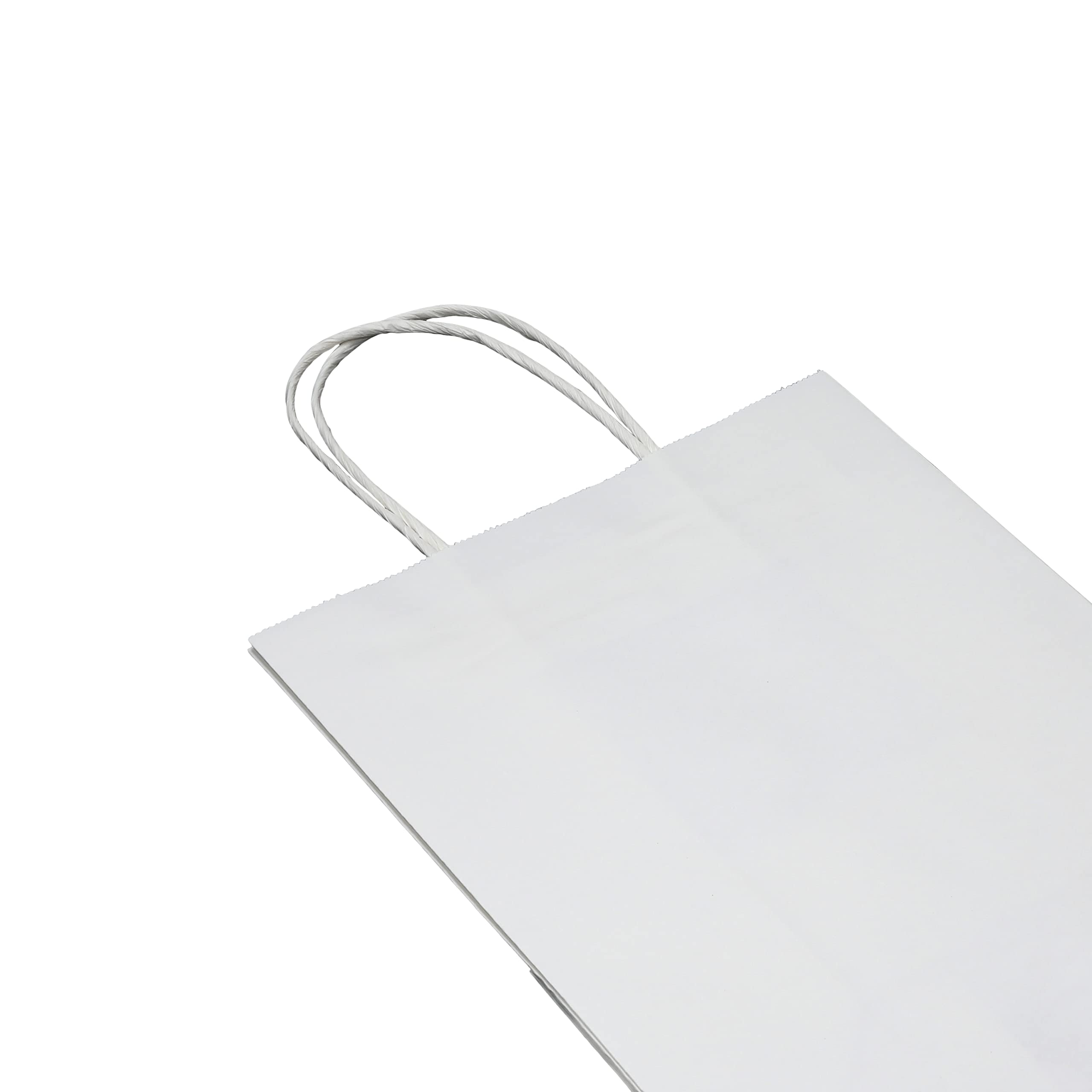 Eco-Friendly White Kraft Paper Tote Bags 8x4.75x10.5 Inches with Handles - Pack of 250 Recyclable Gift Bags for Retail Shopping, Parties & Wedding Favors