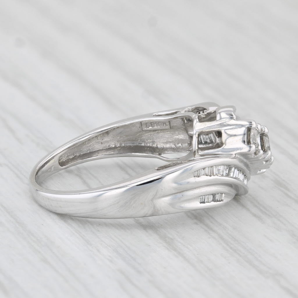 0.47ctw Diamond Bypass Ring in 10k White Gold, Size 6.25 - Elegant Wedding Band, Anniversary Gift for Her, Perfect for Engagement & Special Occasions