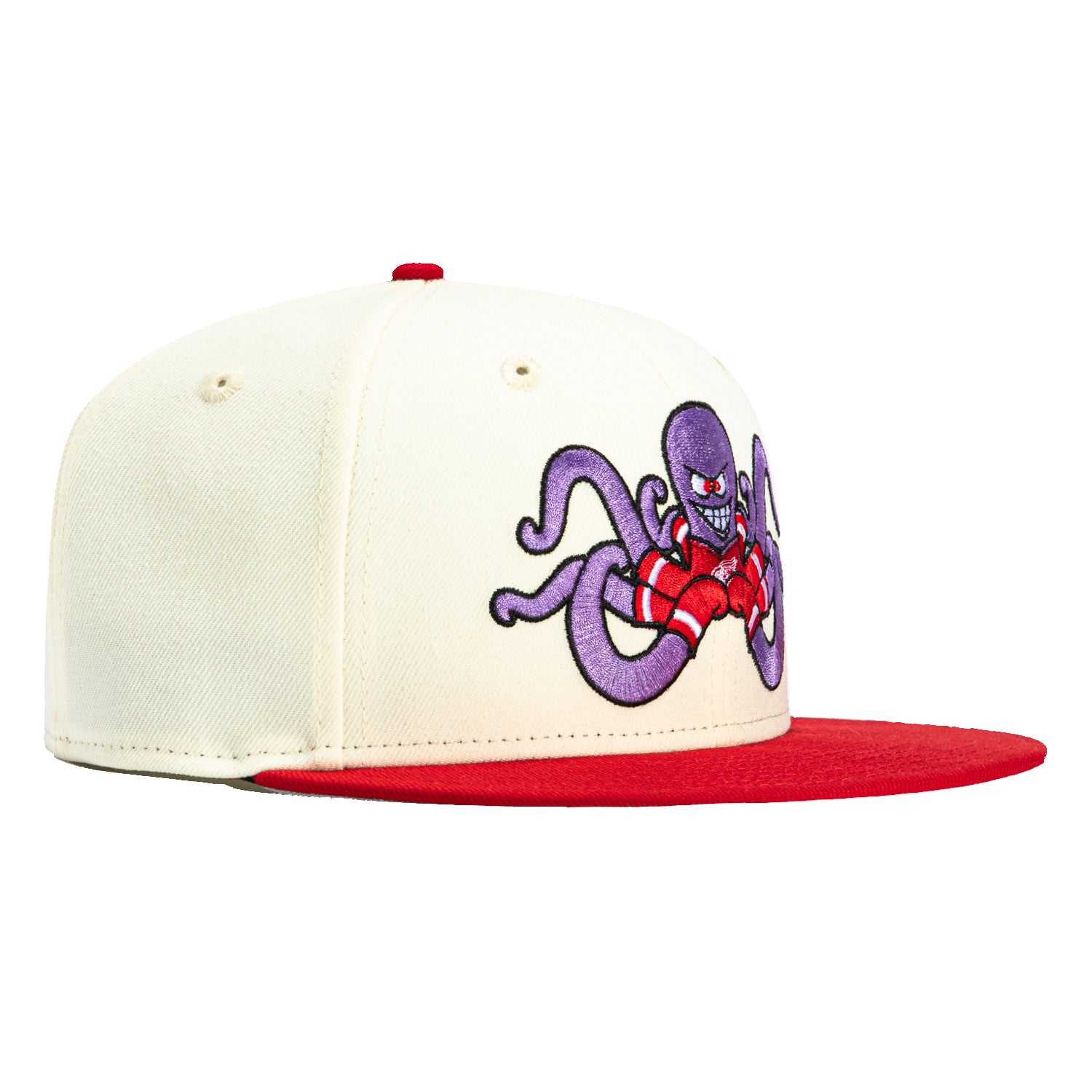 New Era 59Fifty Detroit Red Wings Al the Octopus Mascot Snapback Hat - White & Red - Official NHL Licensed Baseball Cap for Men & Women - Perfect for Games, Sports Events & Fan Collections