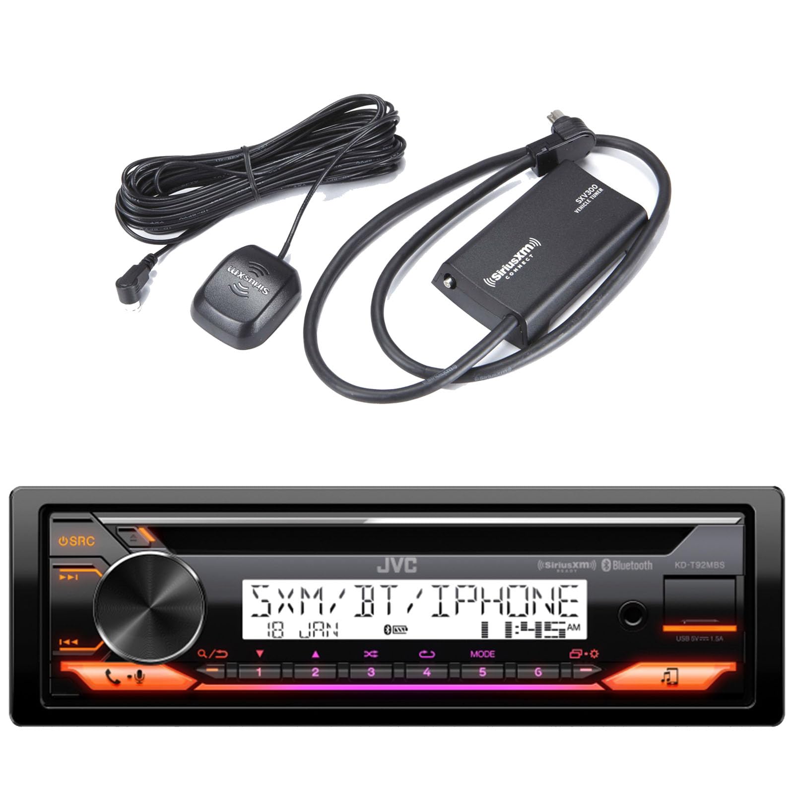 JVC KD-T91MBS Single DIN Car Stereo with Bluetooth, CD Player, USB/AUX, AM/FM Radio - SiriusXM Satellite Radio Ready for Cars & Trucks - Perfect for Commuting & Road Trips