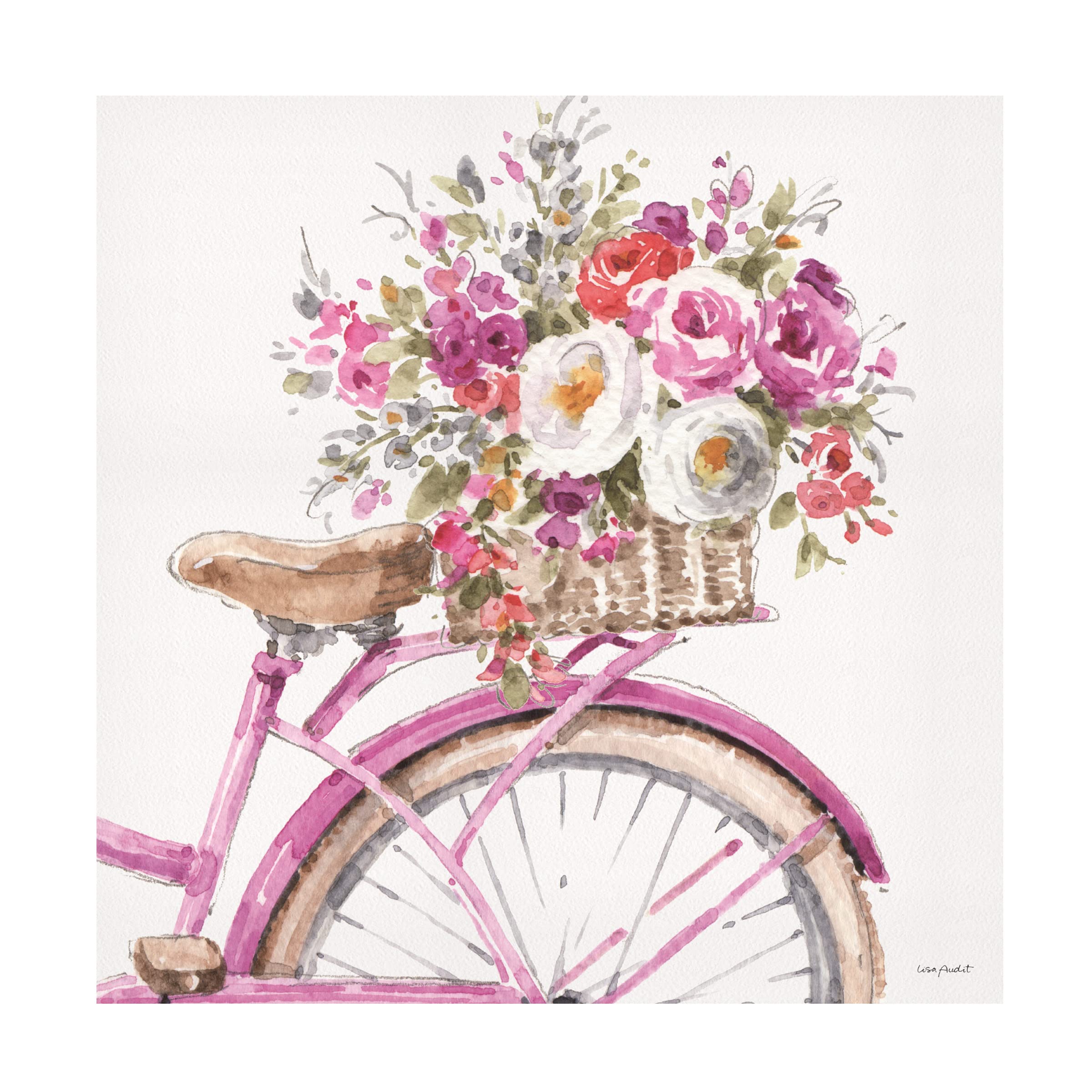 Lisa Audit 'Obviously Pink 15' Canvas Wall Art Print - Modern Abstract Pink Floral Painting for Living Room, Bedroom & Office Decor