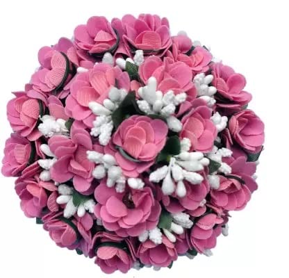 Ruchi Pink Hair Bun Juda Flower Gajra Hair Extension - Bridal Hair Accessories for Weddings, Parties & Special Occasions