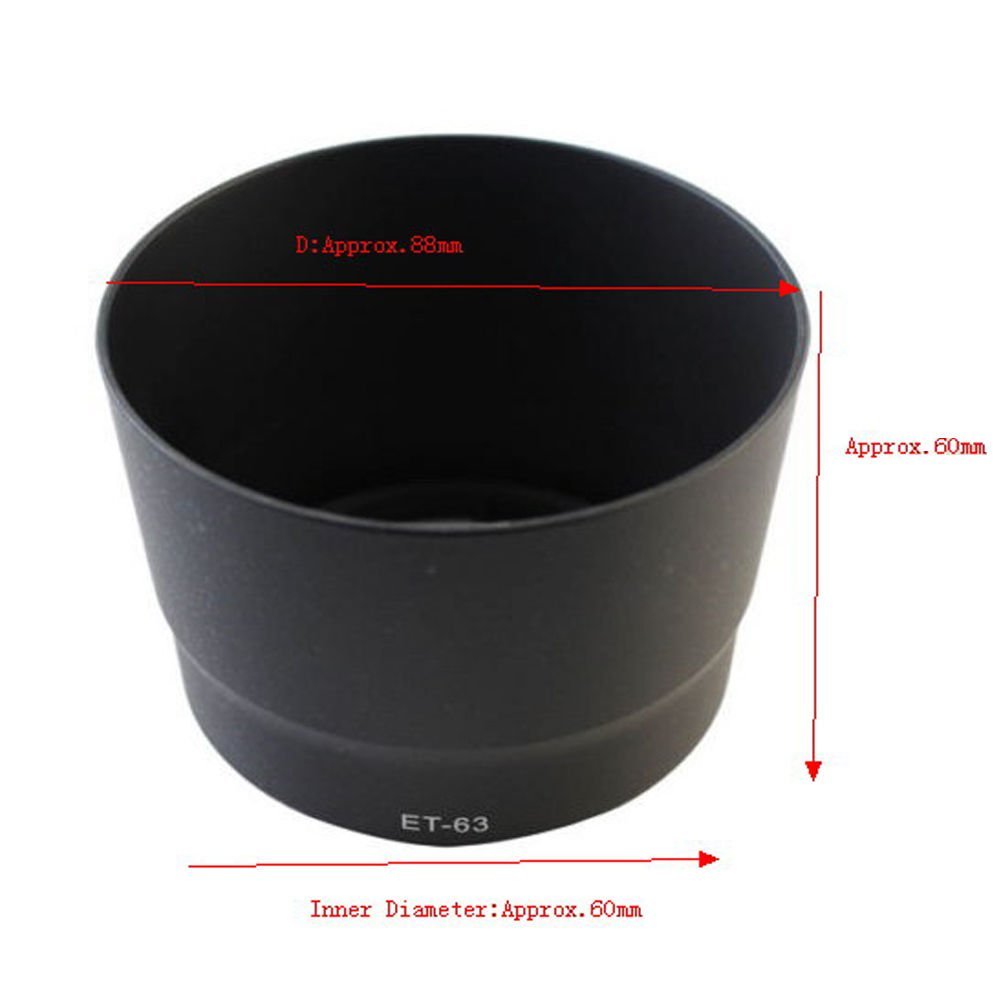 Canon EF-S 55-250mm f/4-5.6 IS STM Lens Hood Replacement - 60mm ET-63 Compatible with DSLR Cameras - Perfect for Outdoor Photography, Travel & Wildlife Shooting