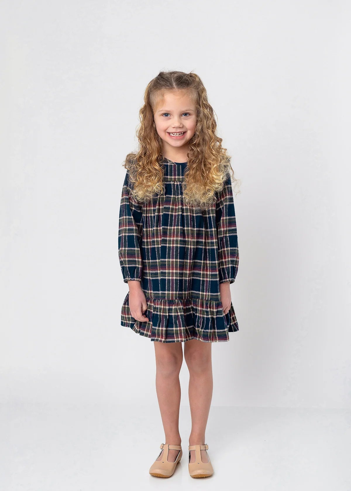 Matilda Gingham Long Sleeve Dress for Women - Floral Print Summer Dress with Button Front & Pockets | Perfect for Beach Vacation, Brunch Dates & Outdoor Weddings