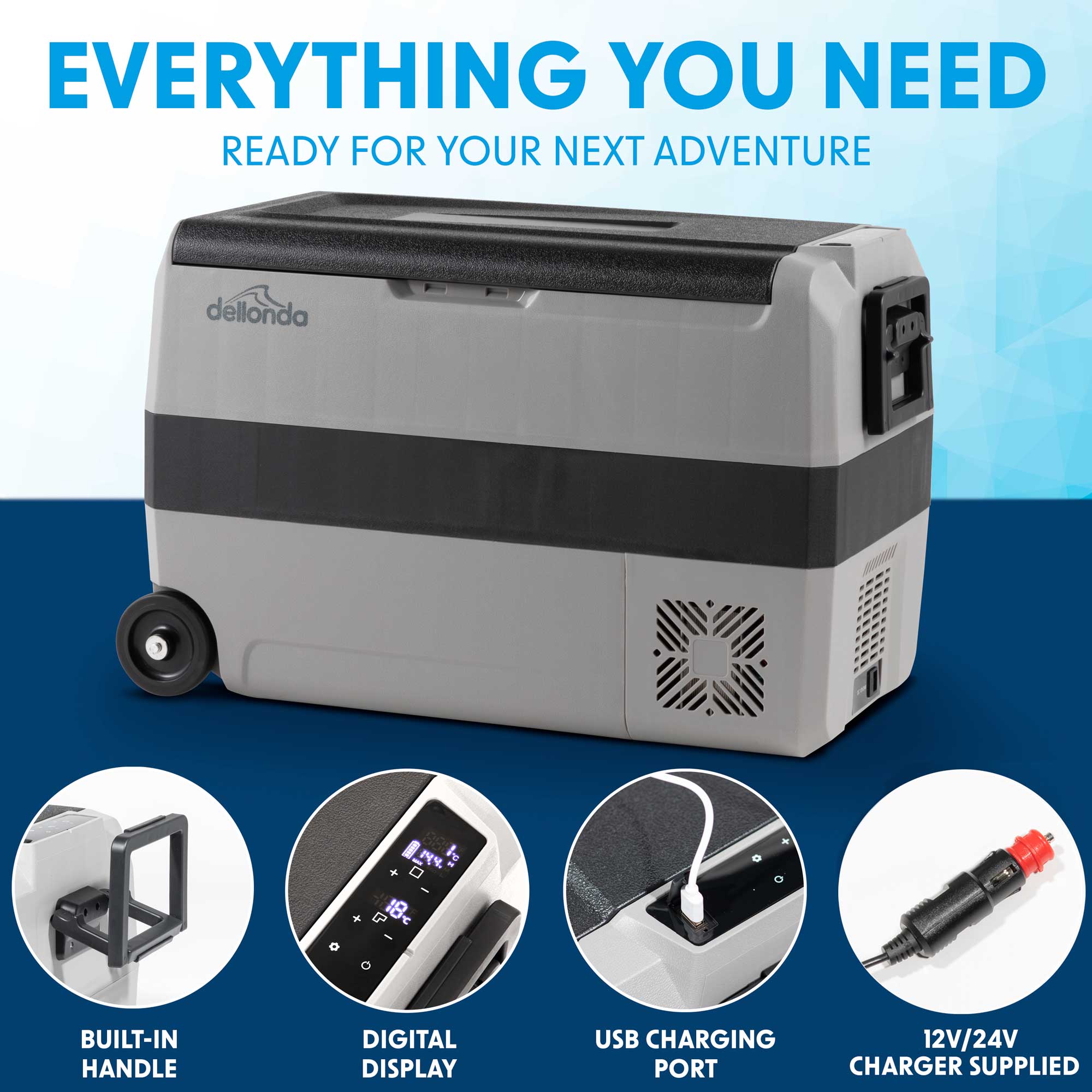 50L Portable Car Fridge Freezer - 12V/24V Dual Zone Compressor Cooler for Road Trips, Camping & Outdoor Adventures - DL14 Model