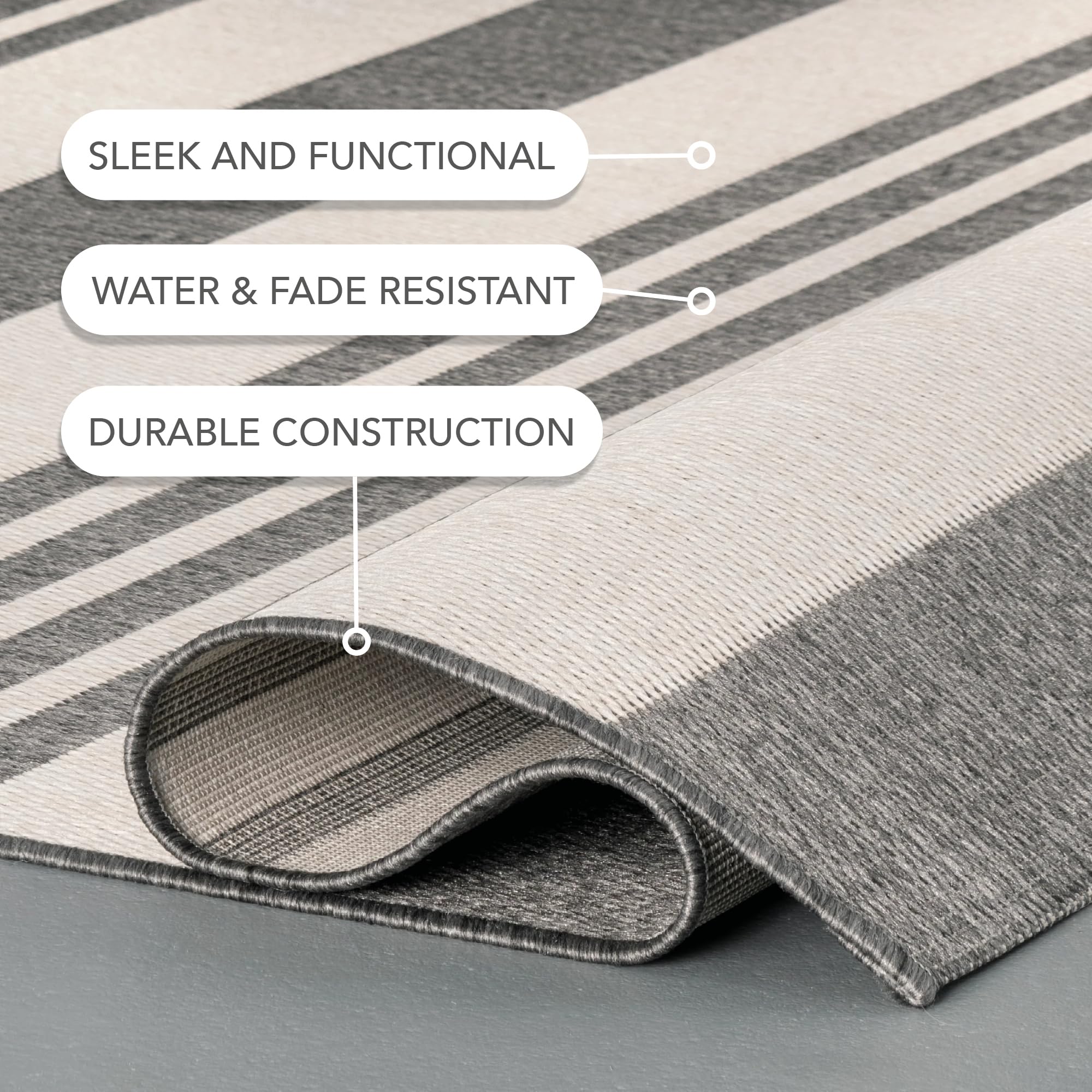 nuLOOM 9' x 12' Outdoor Performance Area Rug - OEKO-TEX Certified, Weather Resistant & High Traffic Rug for Patio, Balcony, Deck - Robin Grey/Beige | Perfect for Outdoor Entertaining & All-Weather Use