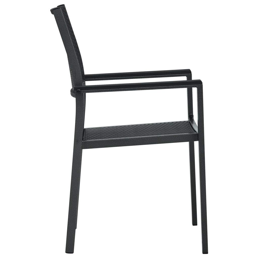4 Pack Black Metal Garden Chairs with Armrests - Plastic Rattan Look Outdoor Patio Furniture for Lawn, Backyard, Poolside & Garden Relaxation