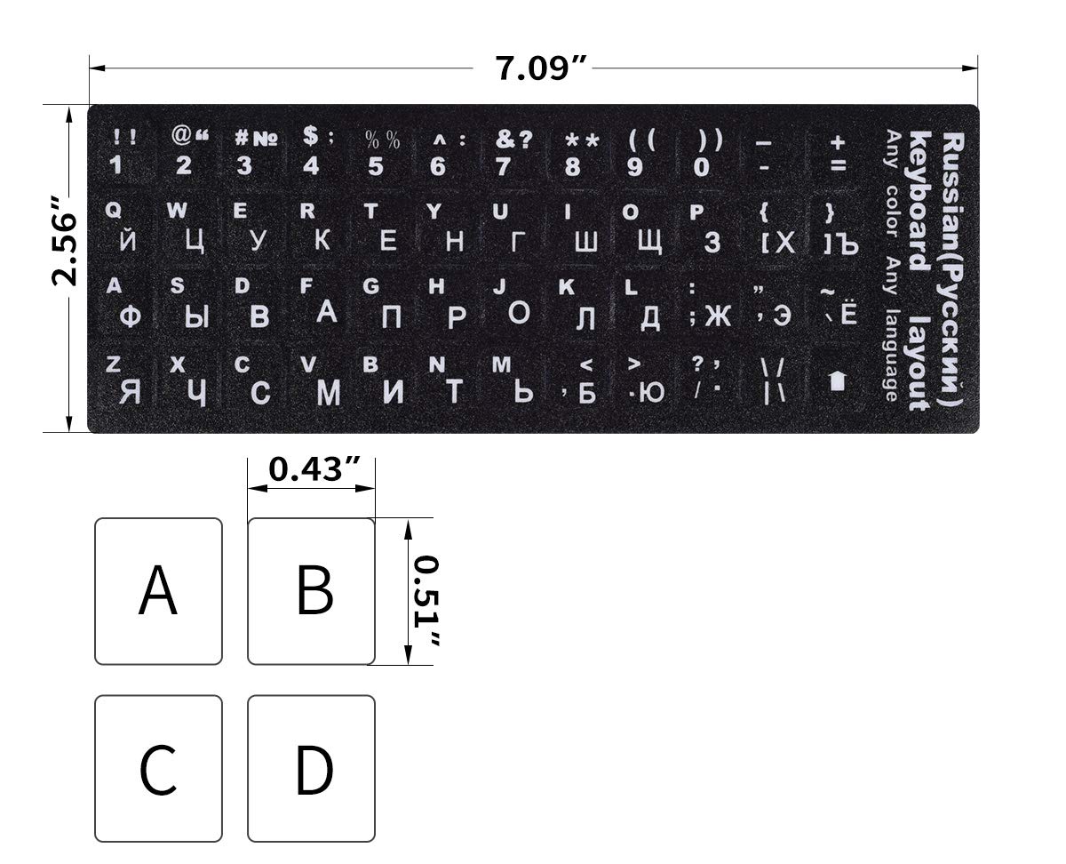 Russian Keyboard Stickers - Cyrillic Alphabet for PC & Laptop - Home & Office Use