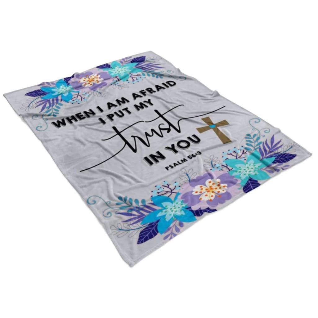 Psalm 56:3 Christian Prayer Blanket - Soft Fleece Bible Verse Blanket with Lion Design for Religious Comfort, Worship & Home Decor - Perfect for Bible Study, Prayer Time & Cozy Faith-Based Gifts