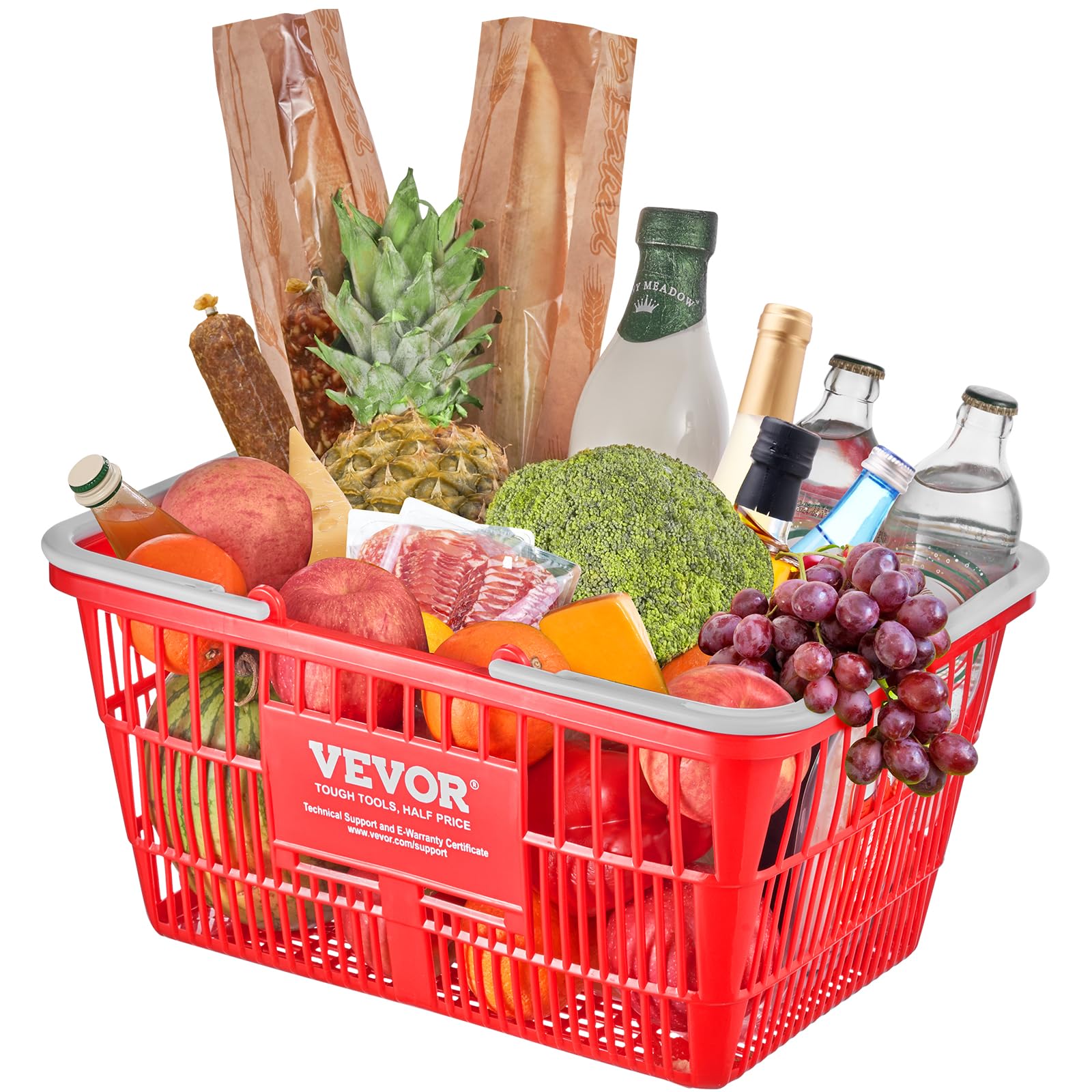 VEVOR 20-Pack Plastic Shopping Baskets with Handles - 21L Durable Grocery Baskets (16.5