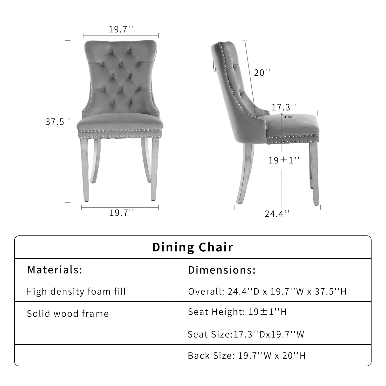 Luxury Blue Velvet Dining Chairs Set of 4 - Tufted Upholstered Kitchen & Dining Room Chairs with Chrome Metal Legs - Perfect for Modern Home, Restaurant, and Office Decor (Blue, 4 Pieces)