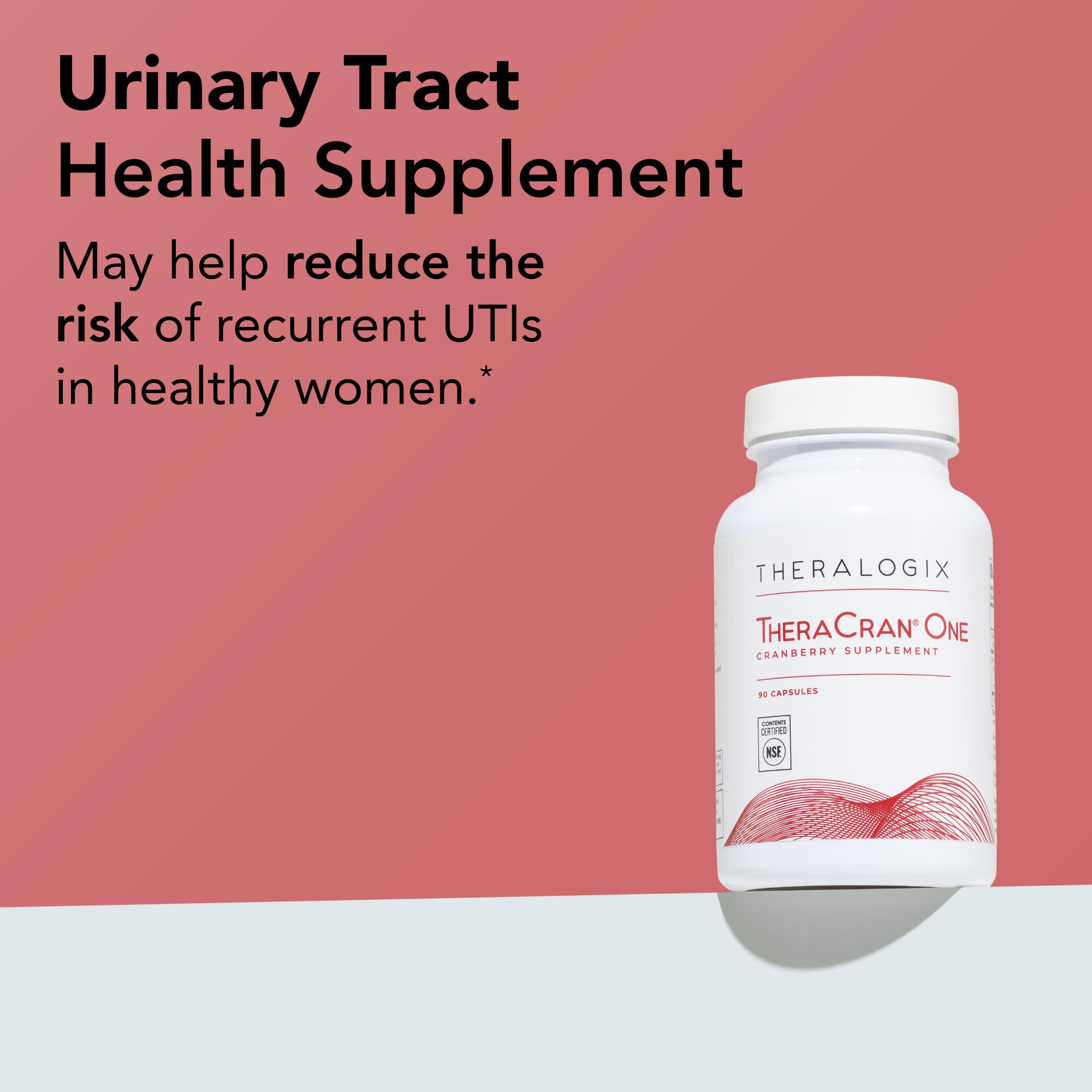 Theralogix TheraCran One Cranberry Capsules - 90-Day Supply (90 Count) - Urinary Tract Health Supplement for Men & Women - 36mg Soluble PACs per Capsule - NSF Certified - Supports Bladder & Kidney Health - Perfect for Daily Wellness & Travel