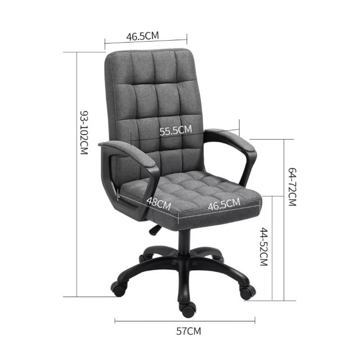 Ergonomic Office Chair with High Back, Armrests & Wheels - Adjustable Swivel Desk Chair for Home Office, Study & Executive Work - Comfortable Fabric Cushion (Black) - Perfect for Long Hours of Computer Work & Video Conferencing