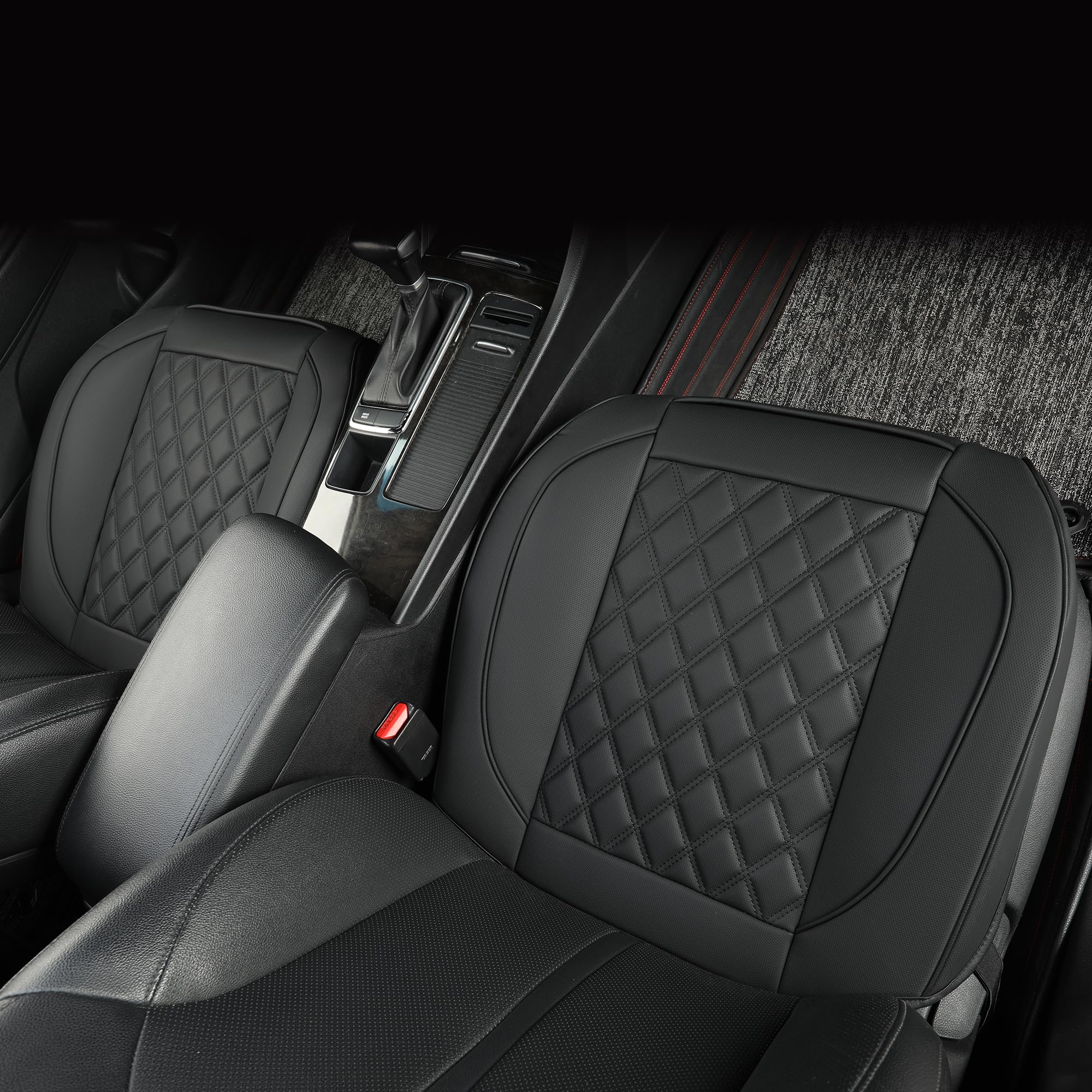 2 Pack Premium Leather Front Car Seat Covers - Waterproof Luxury Seat Protectors with Full Wrap Design for Sedan, Truck & SUV - Universal Fit for Most Vehicles - Perfect for Daily Commute & Road Trips (Black)
