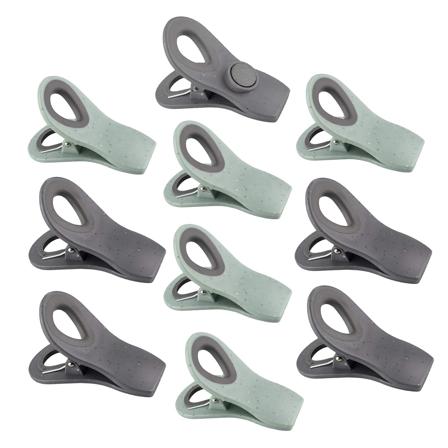 Magnetic Airtight Food Bag Clips - 10 Pack Speckled Gray & Teal Kitchen Storage Clips for Bread, Snacks, Chips | Perfect for Pantry Organization, Picnics & Travel Food Storage