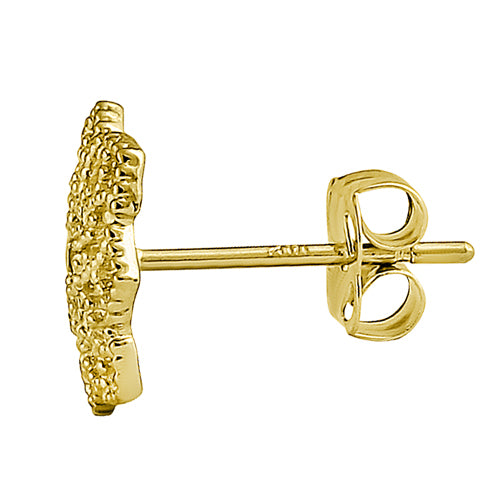 14K Solid Yellow Gold Woven Web Stud Earrings with Clear Round Cubic Zirconia - Perfect for Everyday Wear, Parties & Special Occasions