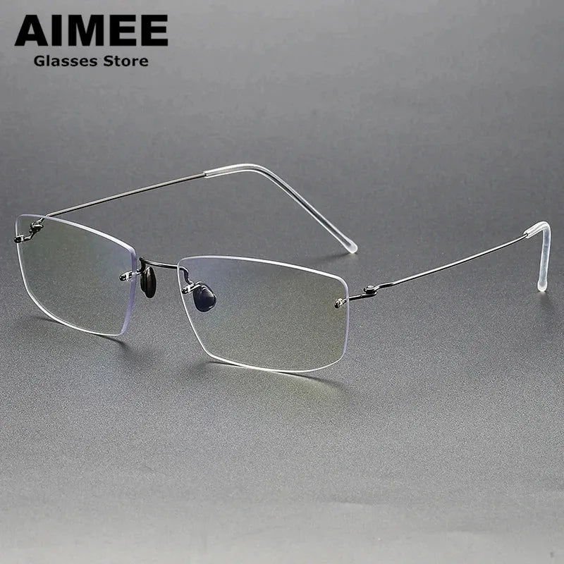 Aimee Women's Rimless Square Titanium Eyeglasses 2269 - Lightweight & Durable Titanium Frame for Reading, Computer Work & Fashion - Perfect for Office, Daily Wear & Gift Giving