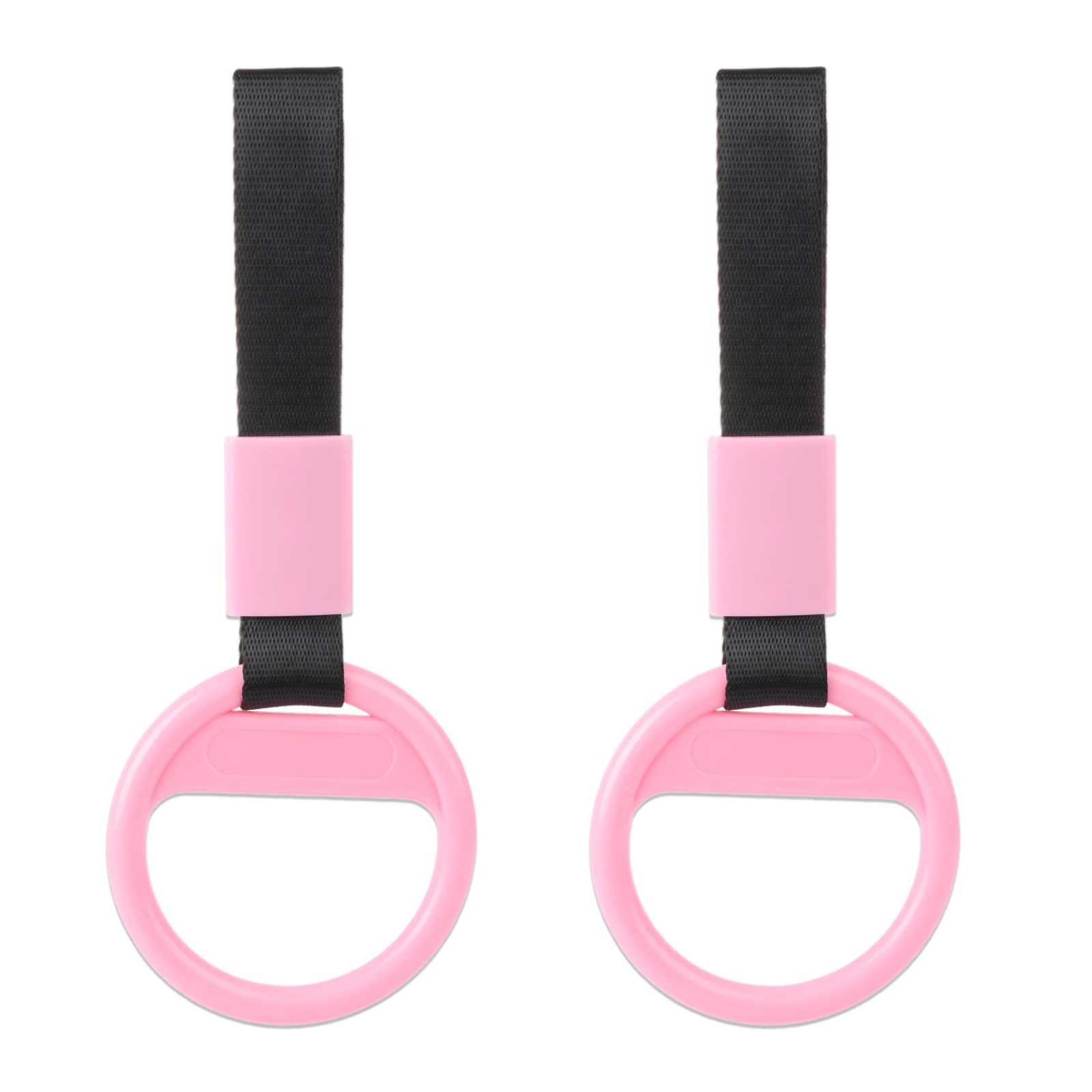 2 Pack Round Car Handle Rings with Drift Pendant - Rear Bumper Warning Decorative Rings for Cars, Subway & Bus Handles - Interior Car Accessories (Pink) - Perfect for Vehicle Safety & Stylish Interior Decoration