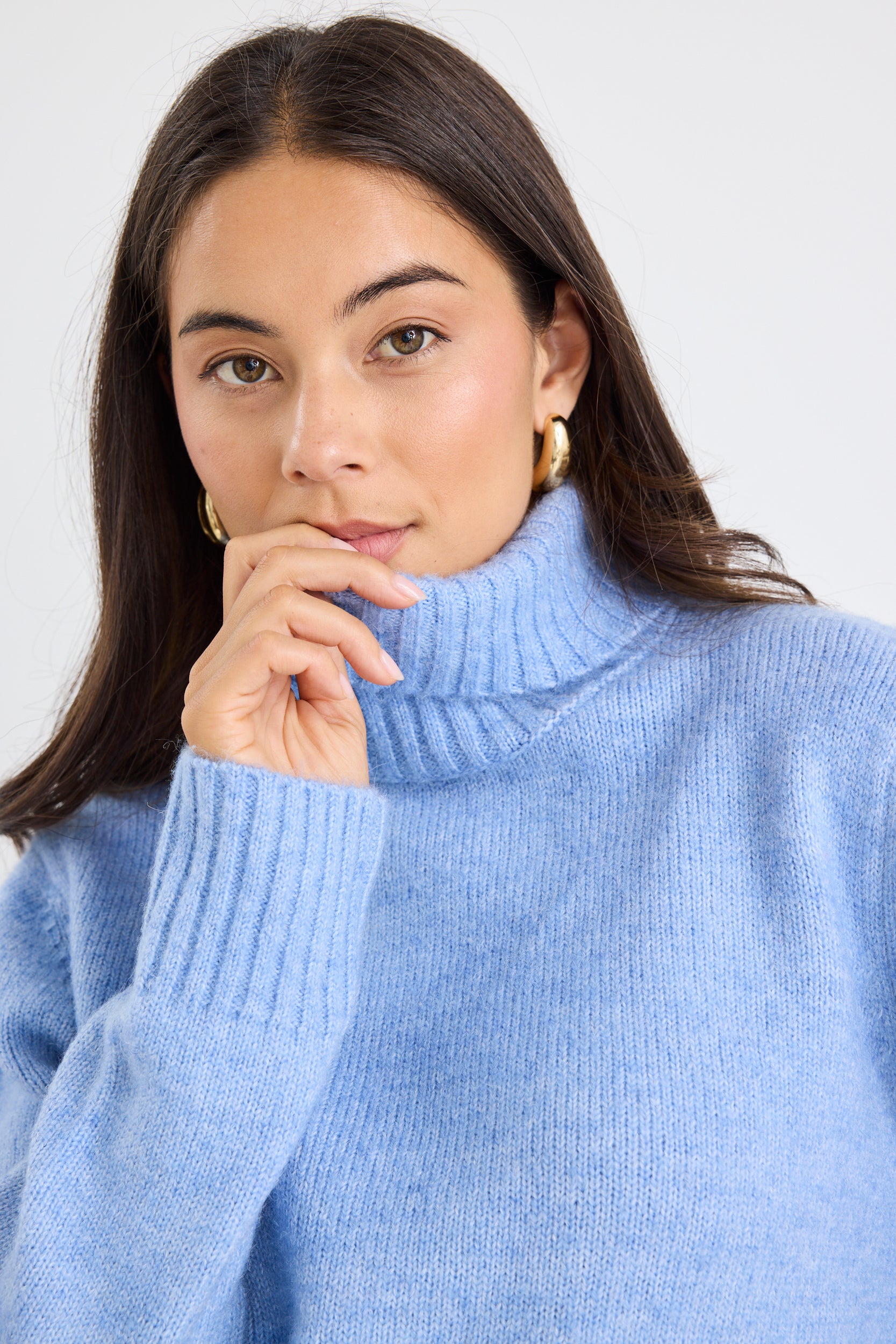 Alliance Ice Blue Soft Knit Roll Neck Jumper - Cozy Winter Sweater for Women | Perfect for Casual Wear, Office Outfits & Holiday Gatherings