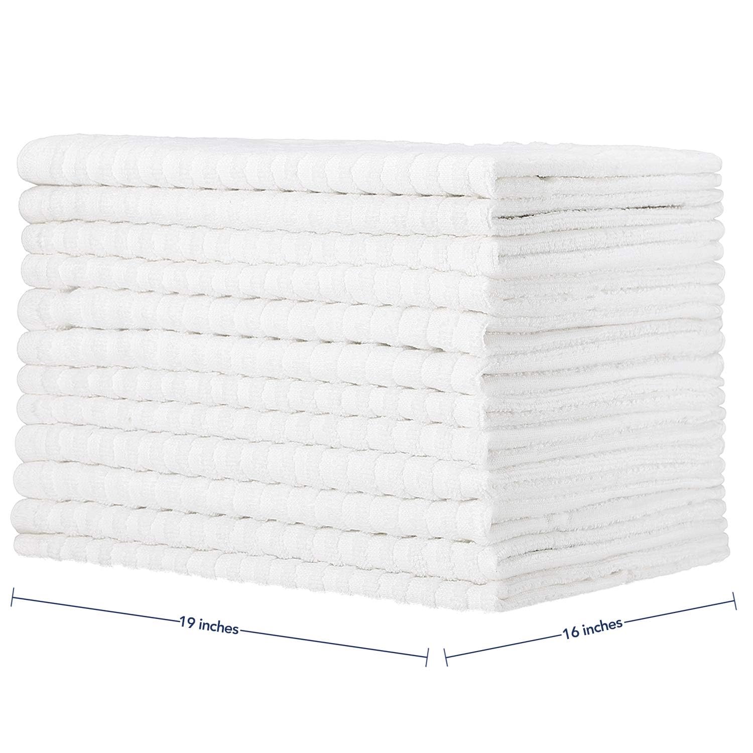 100% Cotton Bar Mop Towels - 36 Pack Premium Absorbent Kitchen & Bar Towels (16x19 Inches) - White - Ideal for Cleaning, Dish Drying & Commercial Use