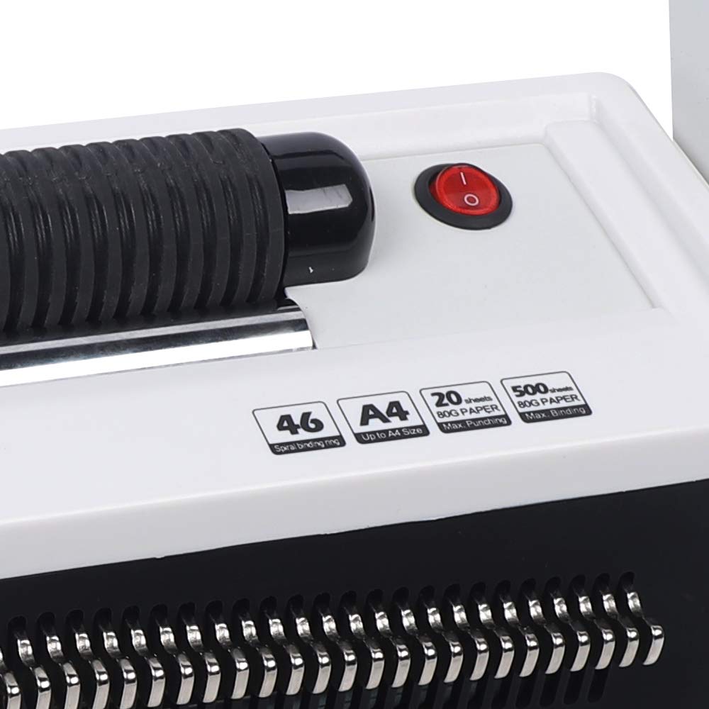 Professional S20A 46-Hole Manual Spiral Coil Binding Machine with Electric Coil Inserter - Includes Free Pliers for Book & Document Binding - Perfect for Office, School, and Home Use