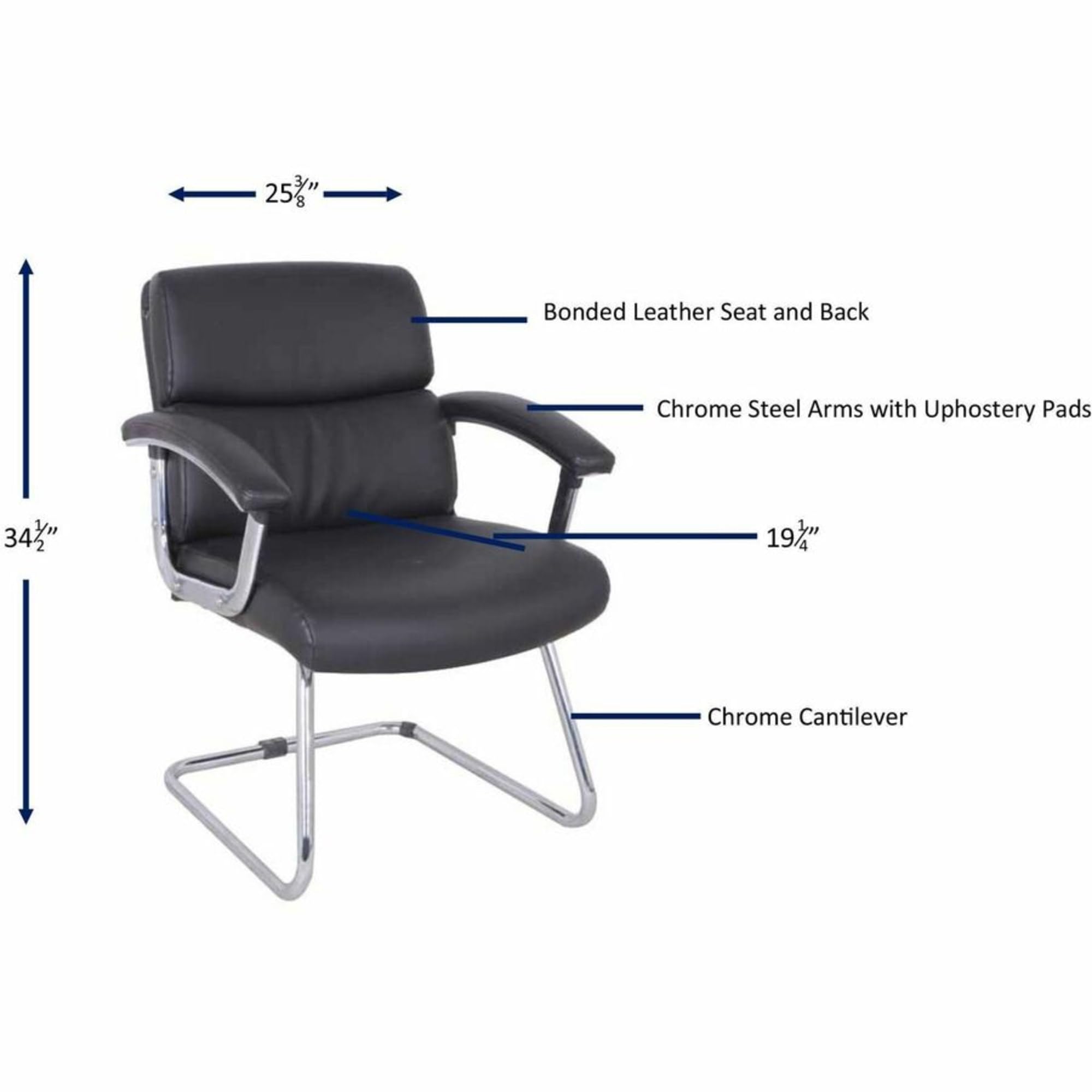 Lorell Sled Base Leather Guest Chair - Black Office Chair for Conference Room, Reception & Waiting Area - Ergonomic Executive Chair with Durable Leather Upholstery