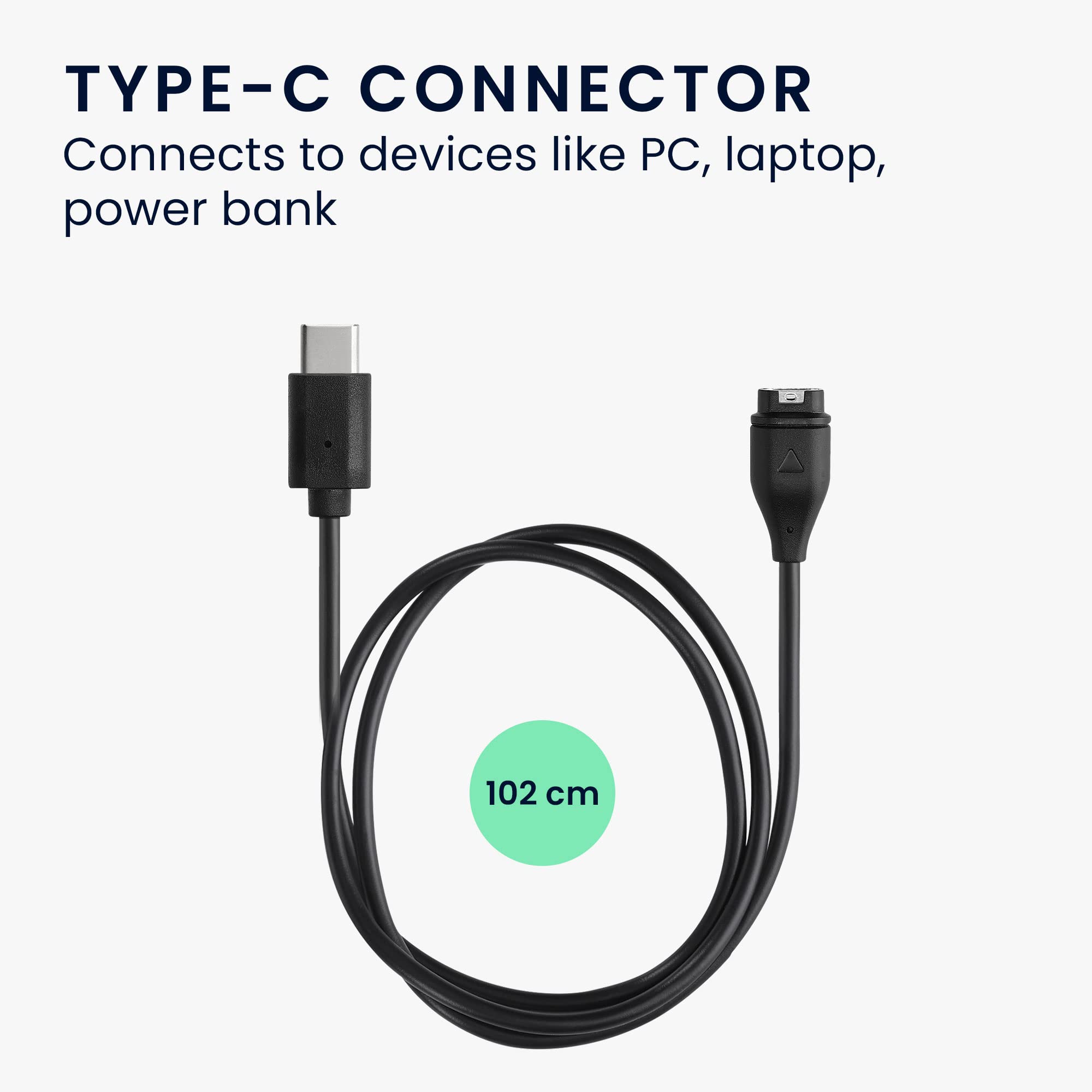 kwmobile USB-C Charger Cable for Garmin Forerunner 265/265S/965 Smartwatch - Fast Charging Power Cord - Perfect for Running, Workouts & Travel - Black