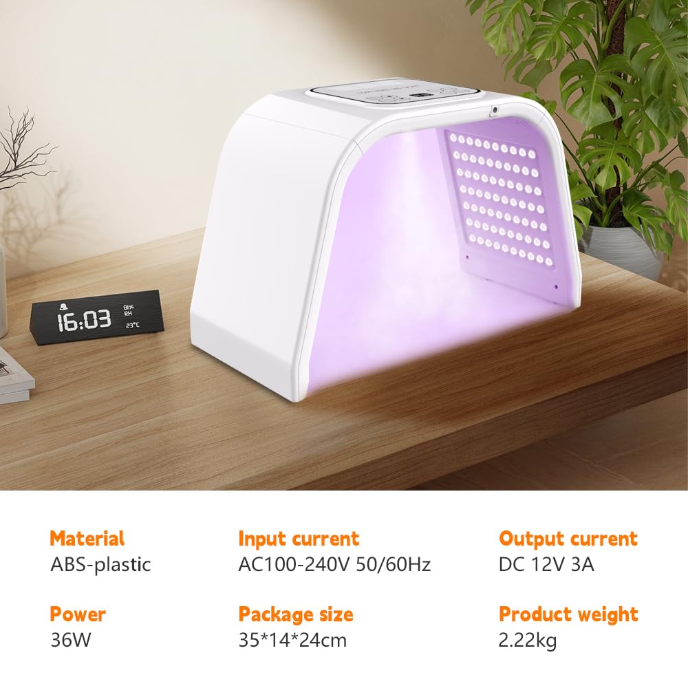 7 Color LED Light Therapy Device for Face - Red Light Beauty Machine with Spray, Professional PDT Facial Skin Care for Anti-Aging & Acne Treatment - Perfect for Home Spa & Salon Use