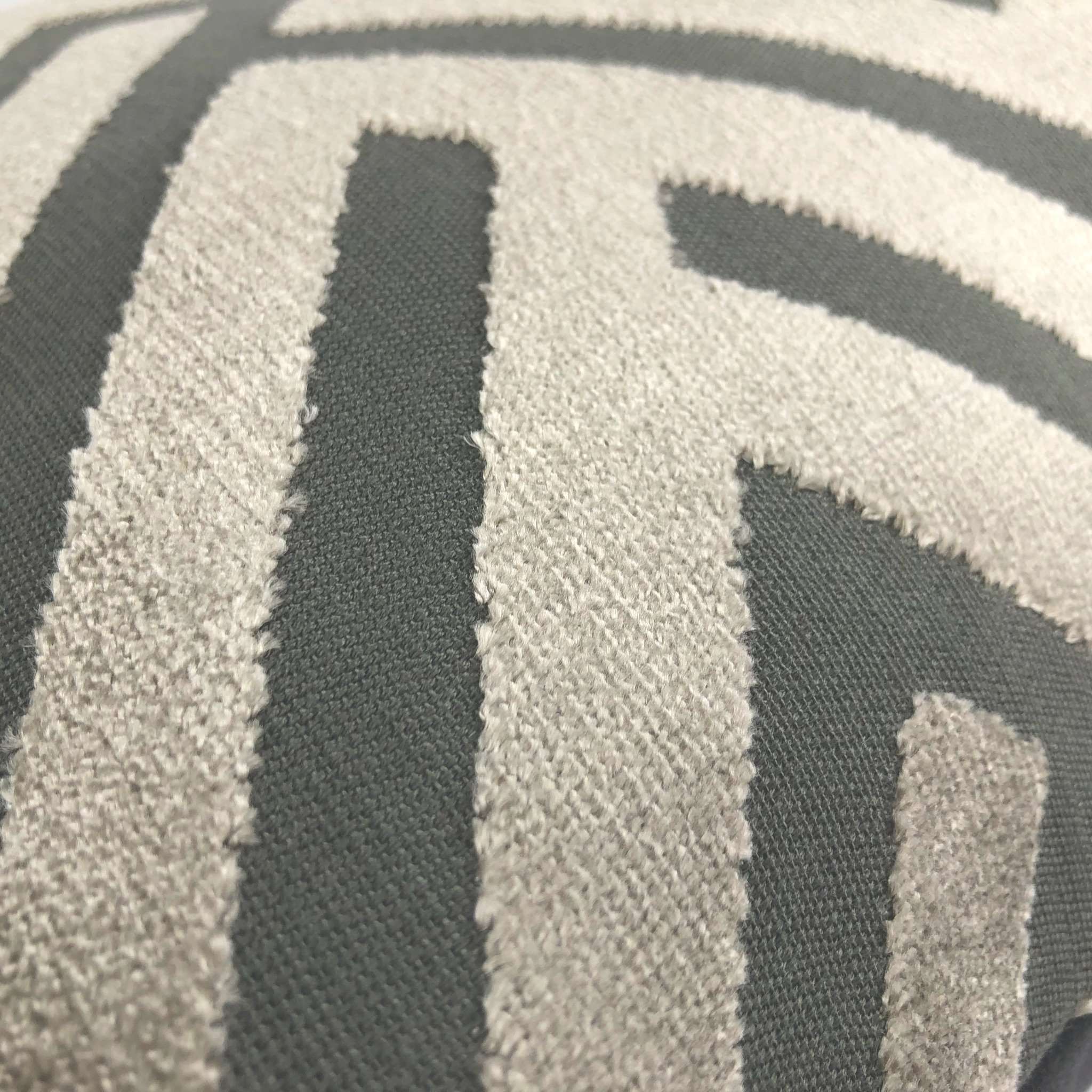 Euclid Taupe Gray Geometric Chevron Zig Zag Cut Velvet Texture Pillow Cover - Modern Home Decor for Living Room, Bedroom & Sofa