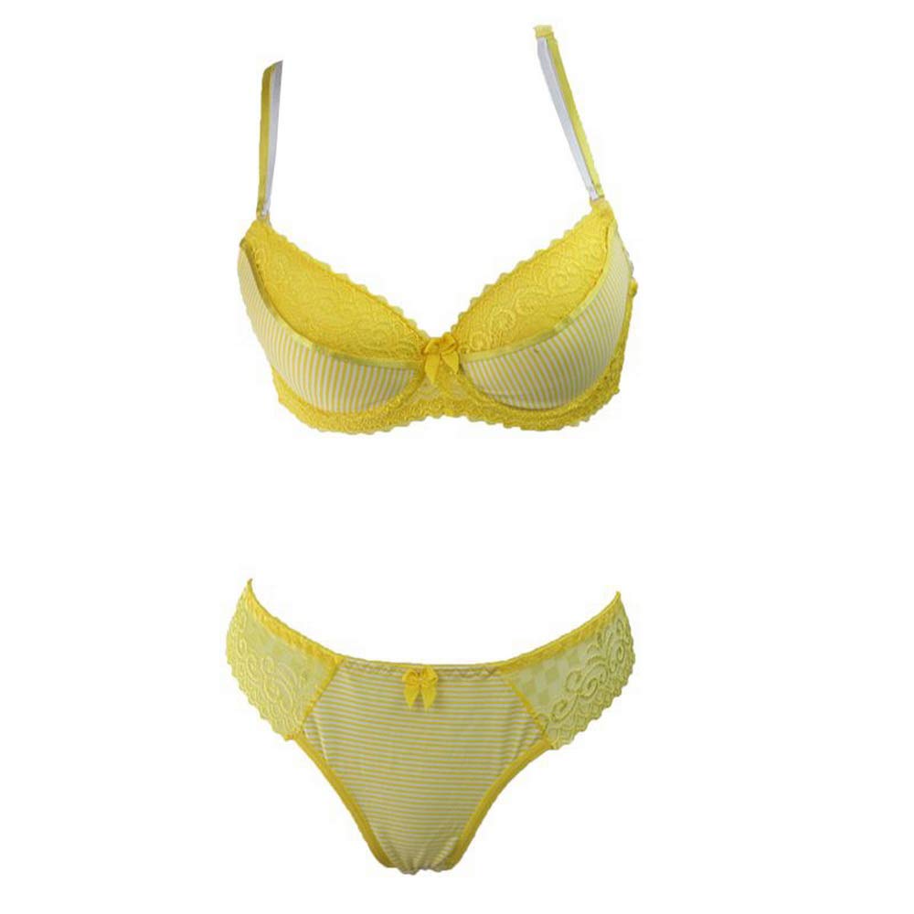Swbreety Women's Lace Bra and Panty Set - Striped Lingerie with Bowknot & Underwire - Sexy Comfort for Everyday Wear, Date Night, and Special Occasions