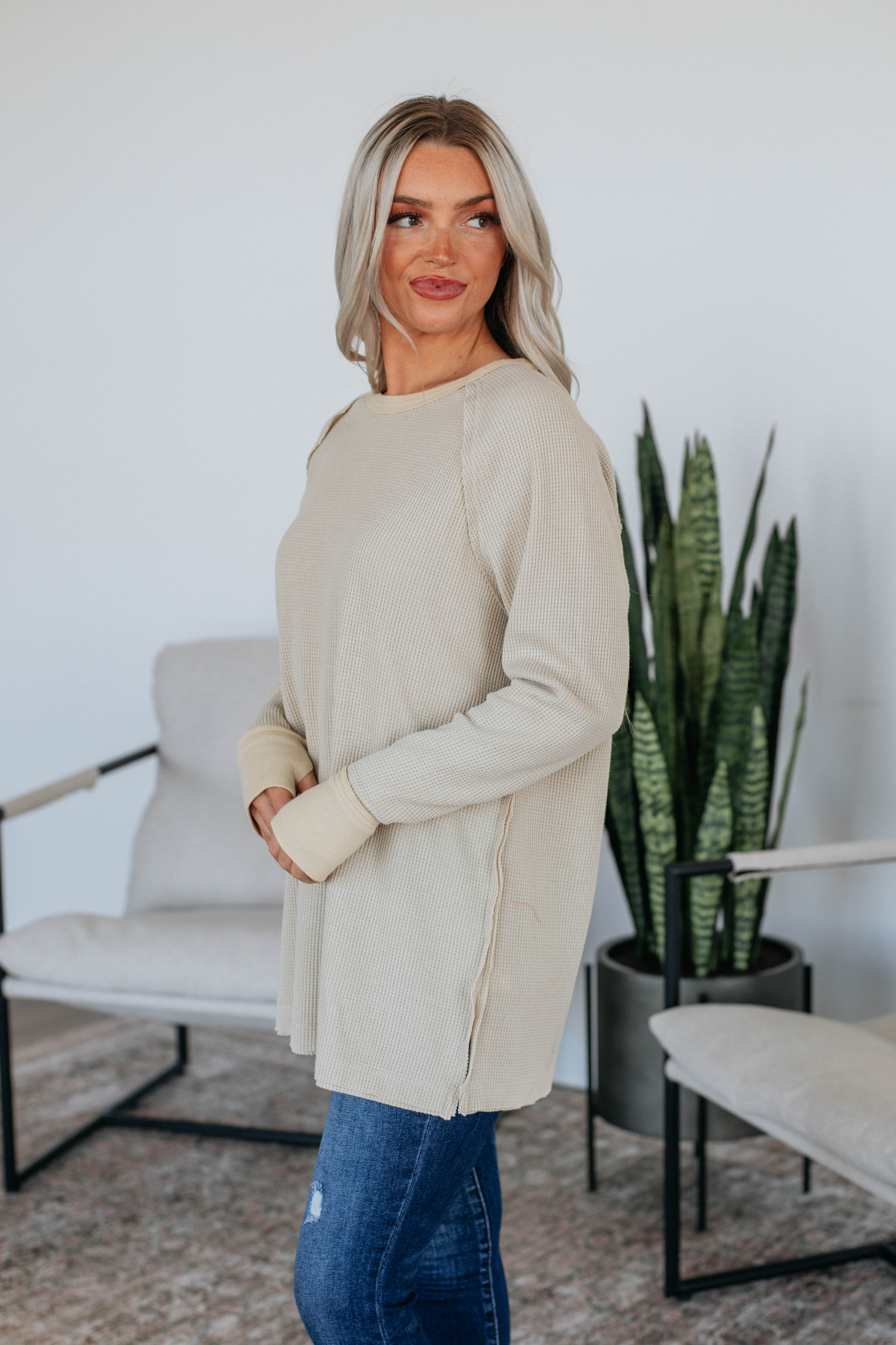 Dafina Knit Top for Women - Soft & Comfortable Oatmeal Sweater | Perfect for Casual Wear, Layering & Fall Outfits
