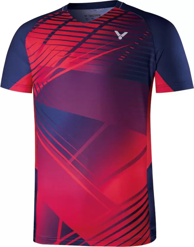 Victor T 25000B Badminton Shirt - V Neck Breathable Performance Sports Top for Men & Women - Ideal for Badminton, Tennis & Gym Workouts
