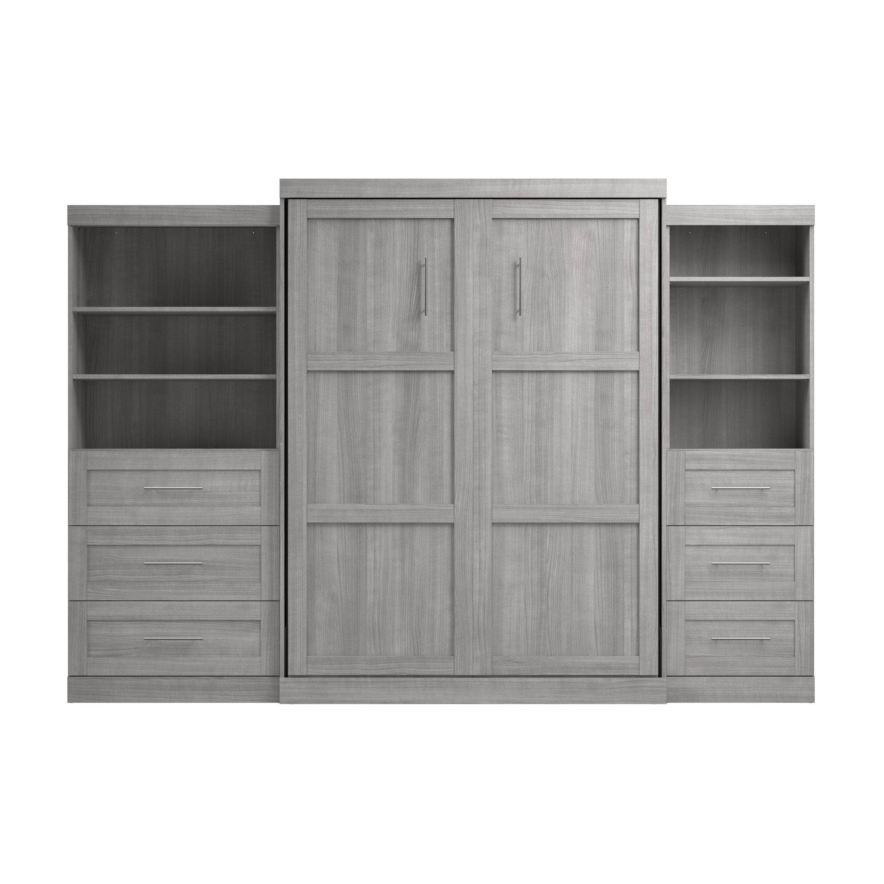 Pur Queen Murphy Wall Bed with 2 Storage Units & Drawers (126