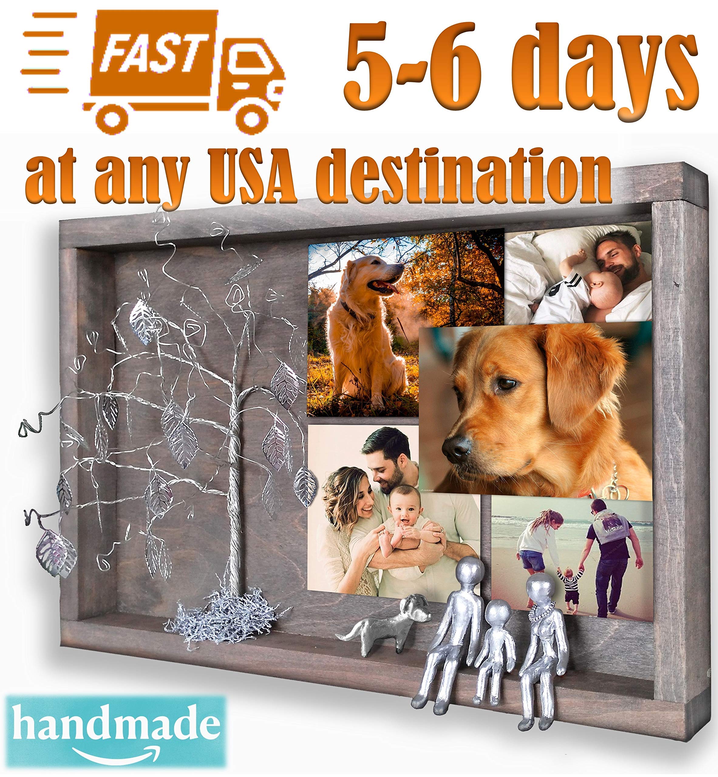 Rainbow Bridge Pet Memorial Picture Frame - Willow Family Tree Collage Shadow Box Display Case - Sympathy Gift for Dog Loss, Grandmother & Family - Perfect for Wall Decor & Pet Remembrance
