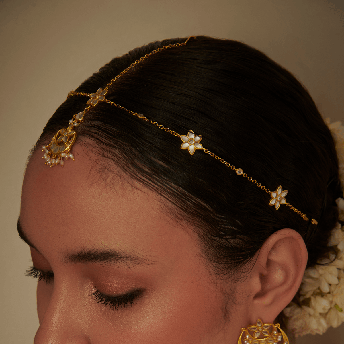 Polki Passion Matha Patti Set (Set of 2) - Traditional Indian Bridal Hair Jewelry for Weddings & Festive Occasions