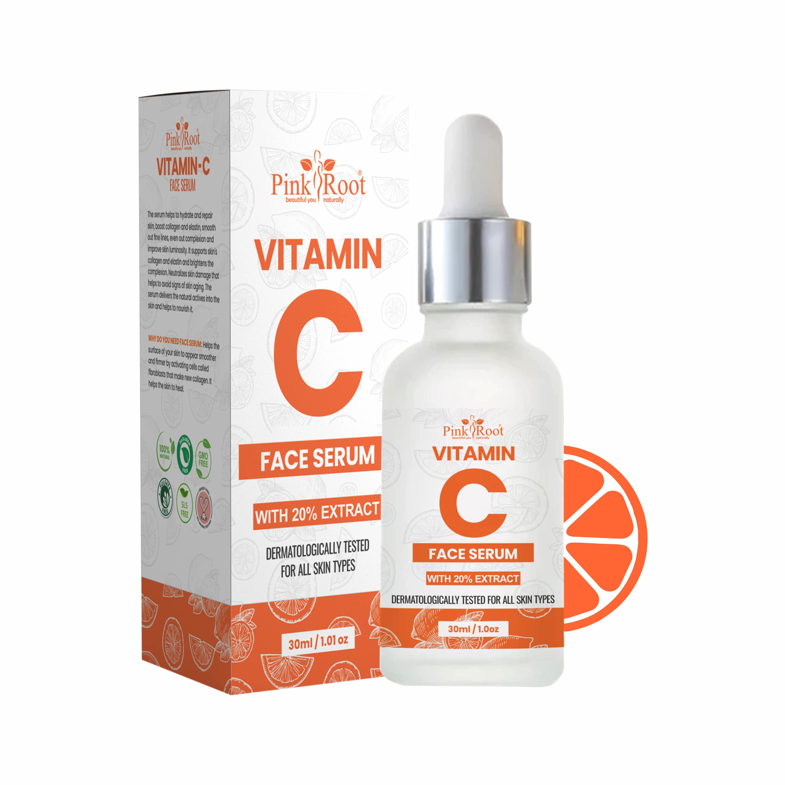 20% Vitamin C Serum for Face - Pink Root Extract, Dermatologist Tested for All Skin Types (30ml) | Brighten Skin, Reduce Wrinkles & Dark Spots - Perfect for Daily Skincare Routine & Anti-Aging Treatment