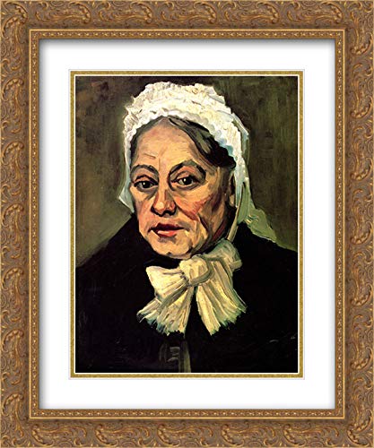 Vincent van Gogh 'Head of an Old Woman with White Cap' 20x24 Inch Museum Art Print - Gold Ornate Frame & Double Matted - Perfect for Living Room, Bedroom, or Office Wall Decor