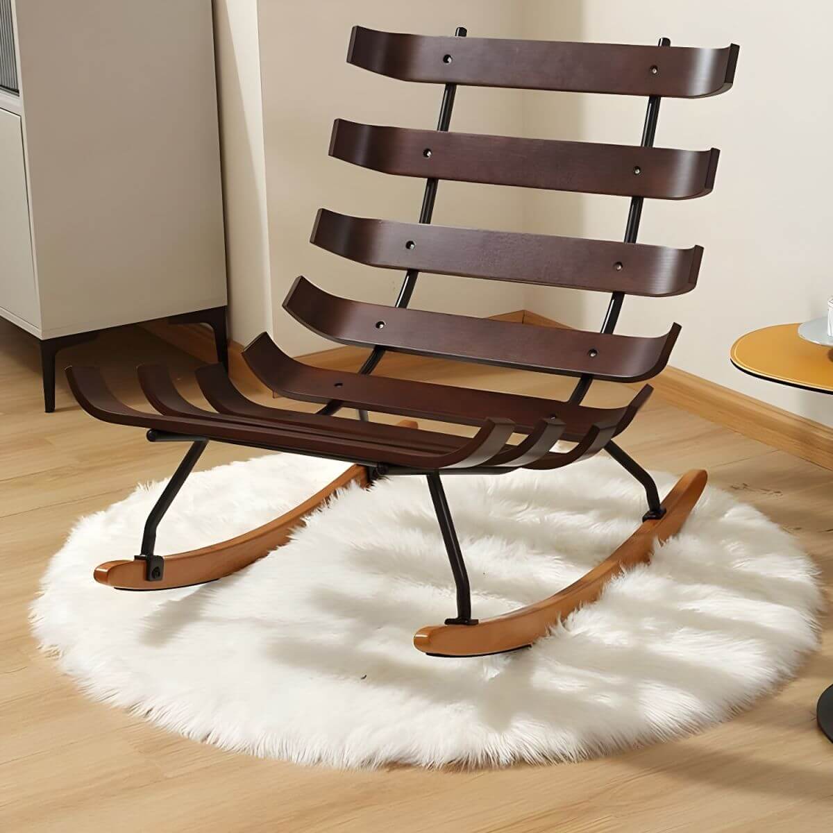 Modern Indoor Rocking Chair with Tufted Upholstery & Spindle Back - Perfect for Nursery, Living Room & Relaxation