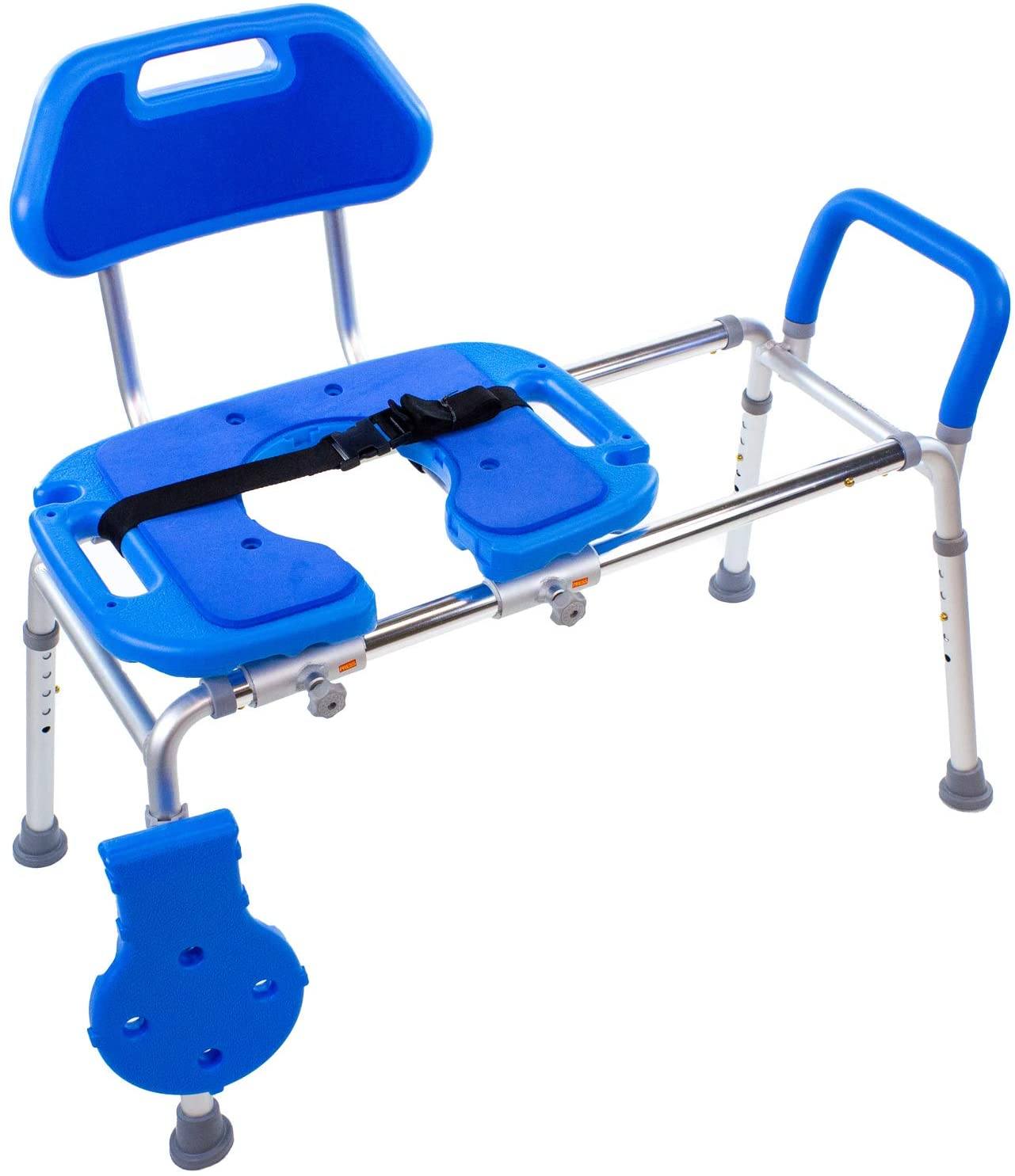 HydroGlyde Premium Sliding Bath Transfer Bench with Cutout - Safe Shower Chair for Elderly & Disabled - Non-Slip Mobility Aid for Bathroom Safety & Independence (Ideal for Post-Surgery Recovery & Home Care)
