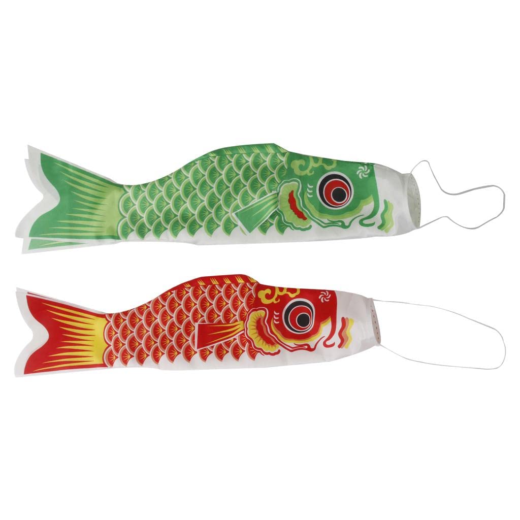 Authentic Japanese Carp Streamer Flag - Green & Red Hanging Banner for Outdoor & Indoor Decor | Perfect for Japanese Festivals, Home & Garden Decoration