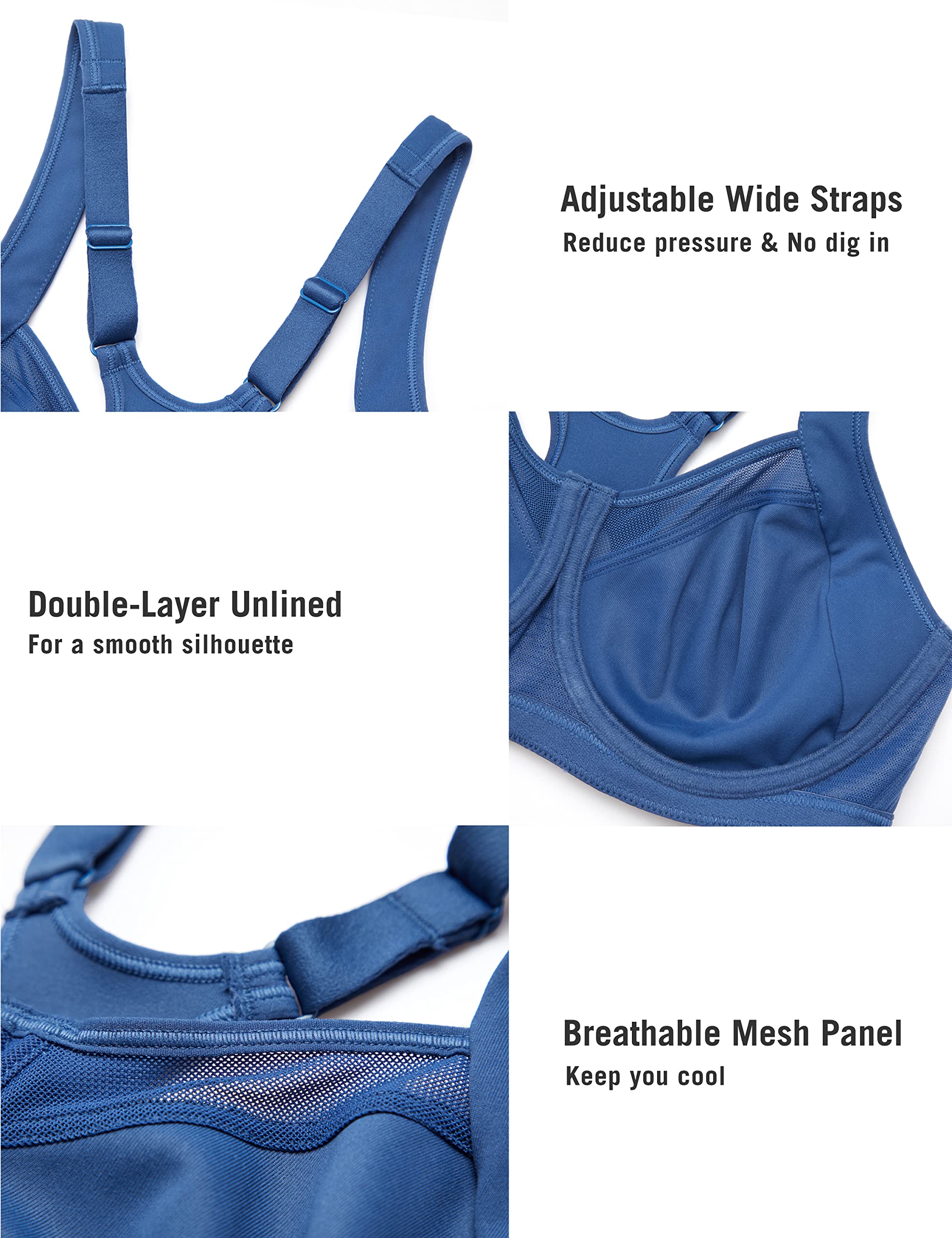 SYROKAN High Impact Sports Bras for Women - Maximum Support, Unlined, Underwire, Racerback Workout Bra - Perfect for Running, Gym & High-Intensity Training