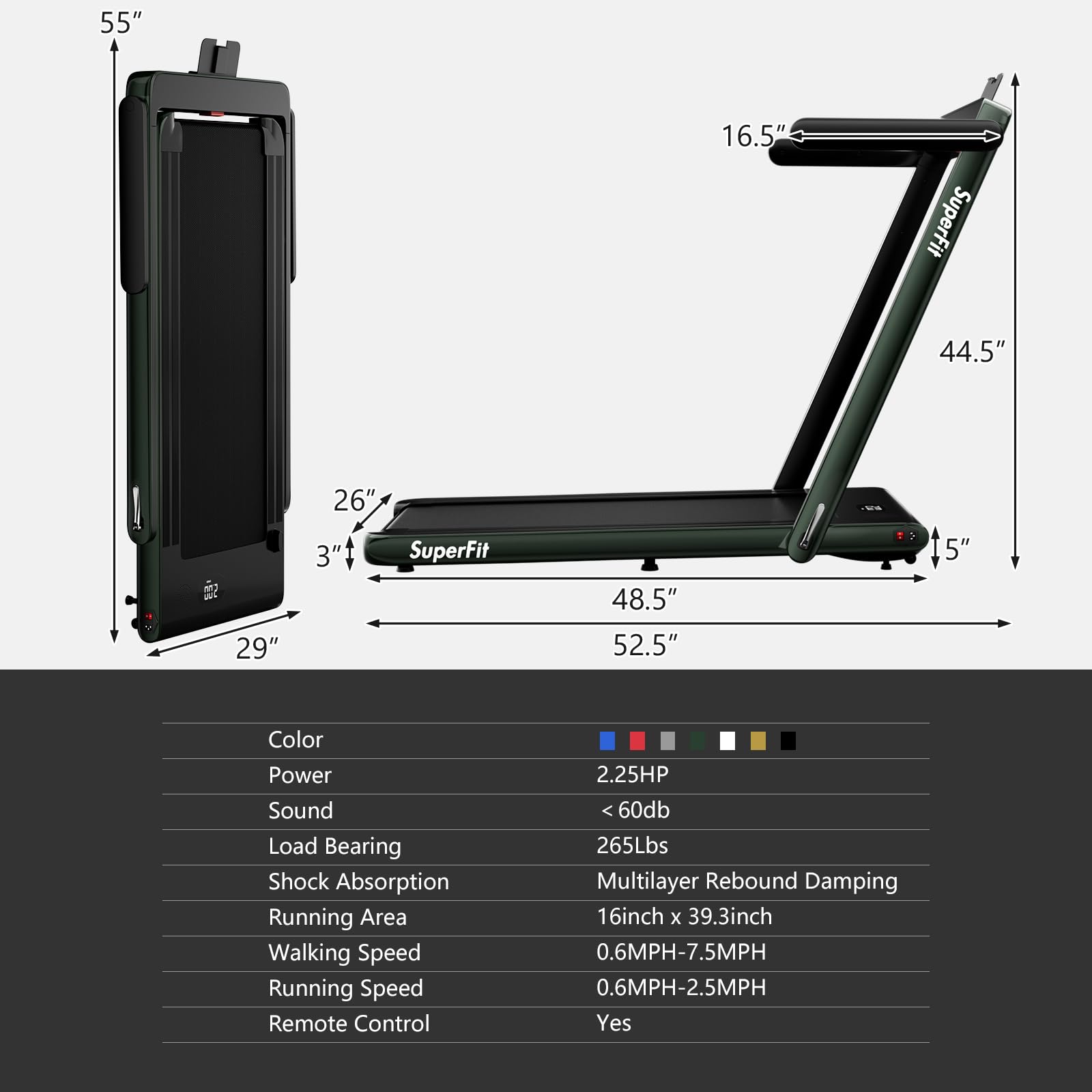 Goplus 1100W Folding Treadmill - Electric Motorized Running Machine for Home Gym Fitness Workout | Compact Space-Saving Design for Small Apartments & Cardio Training