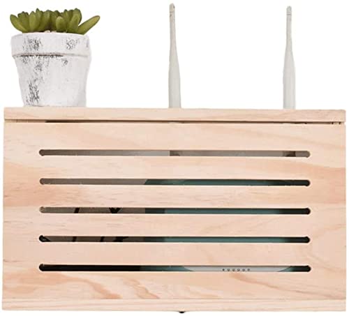 Wireless WiFi Router Shelf - Wooden Wall-Mounted Storage Box for Router & Set-Top Box | Living Room & Office Organization | Creative Decorative Cover with Cable Management
