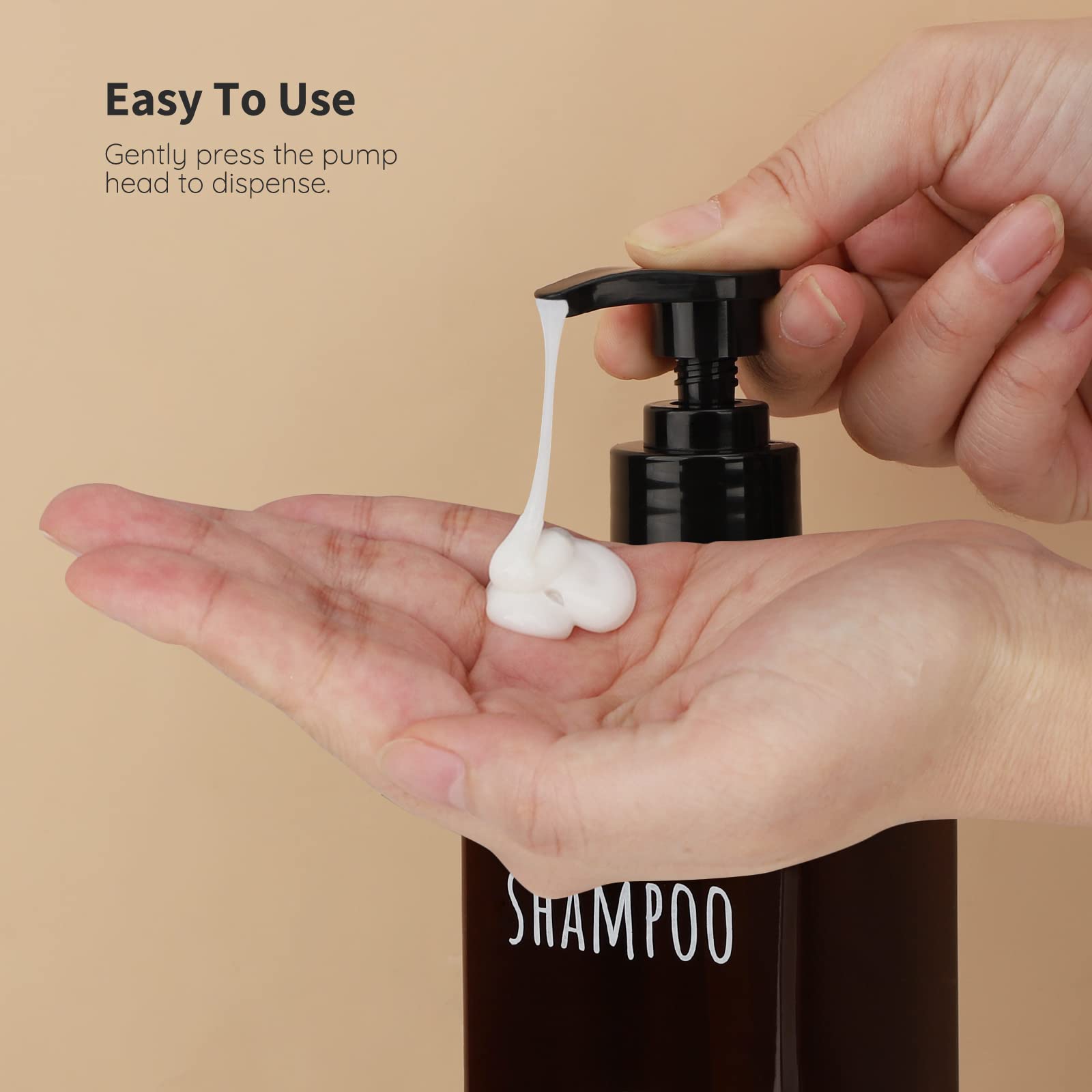 Segbeauty 16.9oz (500ml) Refillable Square Shampoo & Lotion Dispenser with Pump - 3 Pack Empty Plastic Bottles for Bathroom, Shower, Body Wash & Liquid Soap - Perfect for Home, Hotel & Travel (Amber)