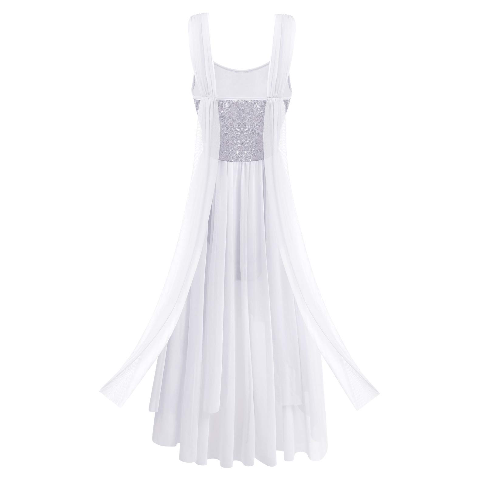 ODASDO Women's Lyrical Dance Dress - Modern Contemporary Ballet Costume with Sequins, Mesh & Tulle High-Low Skirt for Performances, Recitals & Competitions