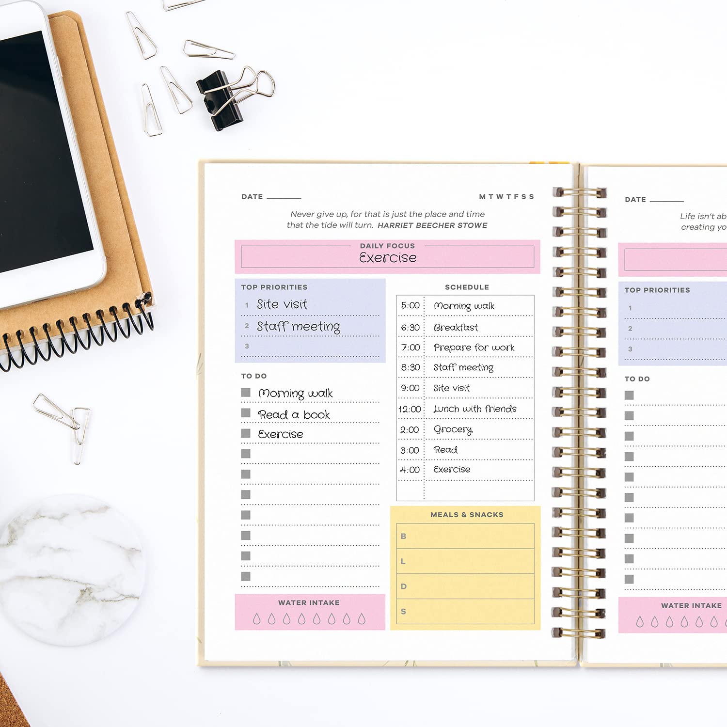 Sweetzer & Orange Undated Planner with Meal, Habit & Routine Tracker - Daily To-Do List Notebook for Students, Work & Productivity (ADHD Friendly) - Floral Design Organizer for College, Fitness & Goal Tracking | Perfect for Scheduling, Time Management & Personal Growth