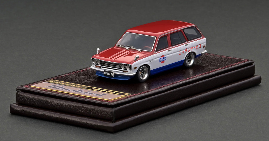 1/64 Scale Datsun Bluebird 510 Wagon Diecast Model Car - Red, White & Blue Classic Japanese Collector's Vehicle for Display, Gifts & Racing Enthusiasts