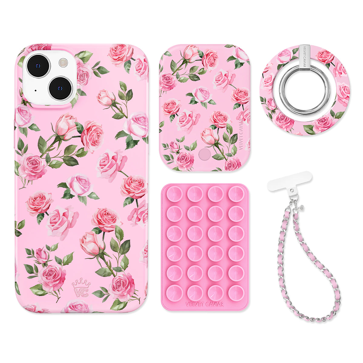 Pink Rose iPhone Case with Grip - Cute Floral Phone Cover for iPhone 13/14/15 Pro Max - Non-Slip Protective Case for Girls & Women - Perfect for Daily Use, Travel & Gifting